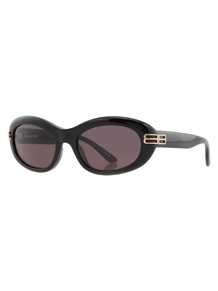 Женские серые овальные солнцезащитные очки Balenciaga BB0431S 001 57 — изображение 2 из 5, черный
