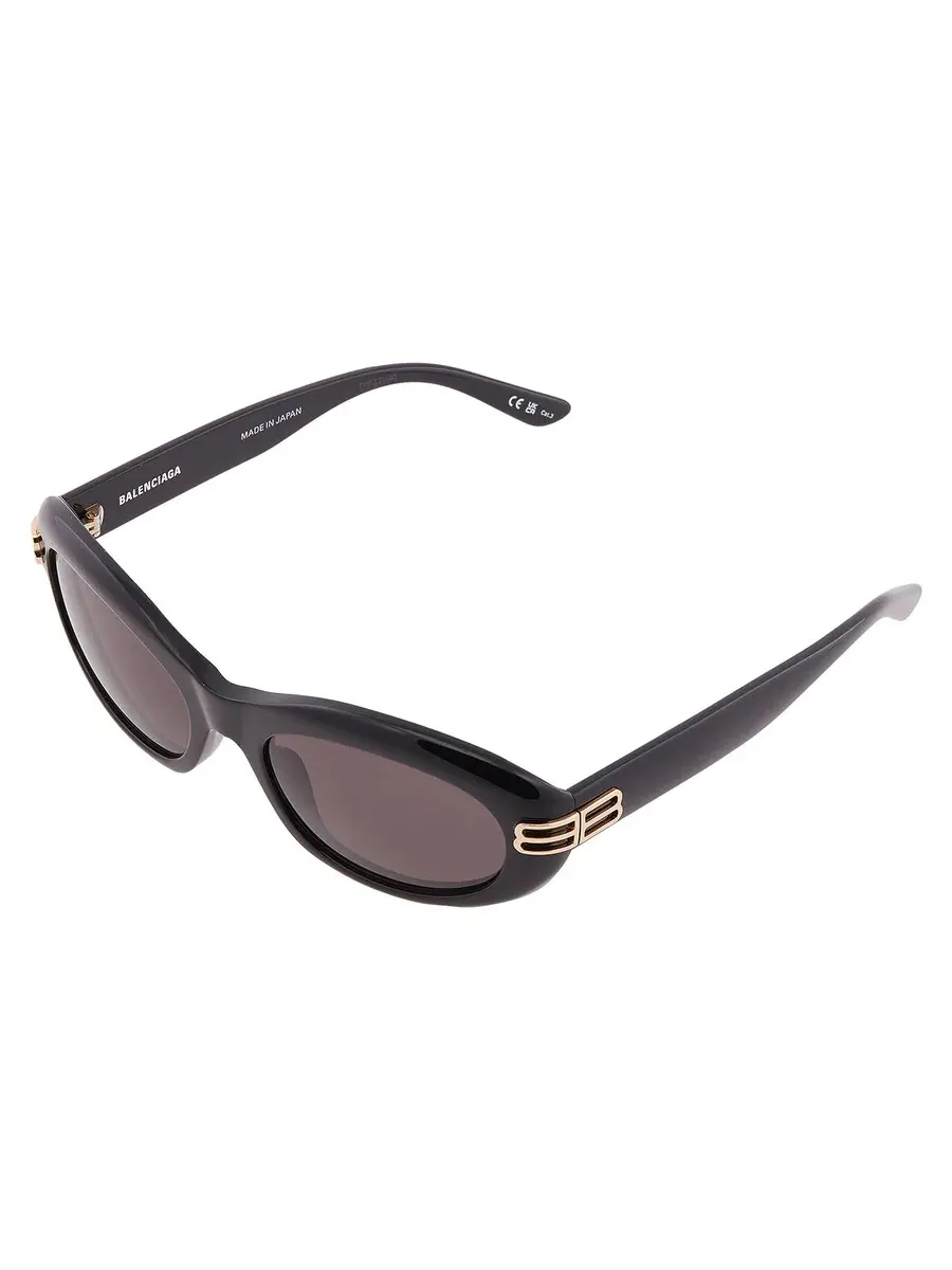 Женские серые овальные солнцезащитные очки Balenciaga BB0431S 001 57 — изображение 3 из 5, черный