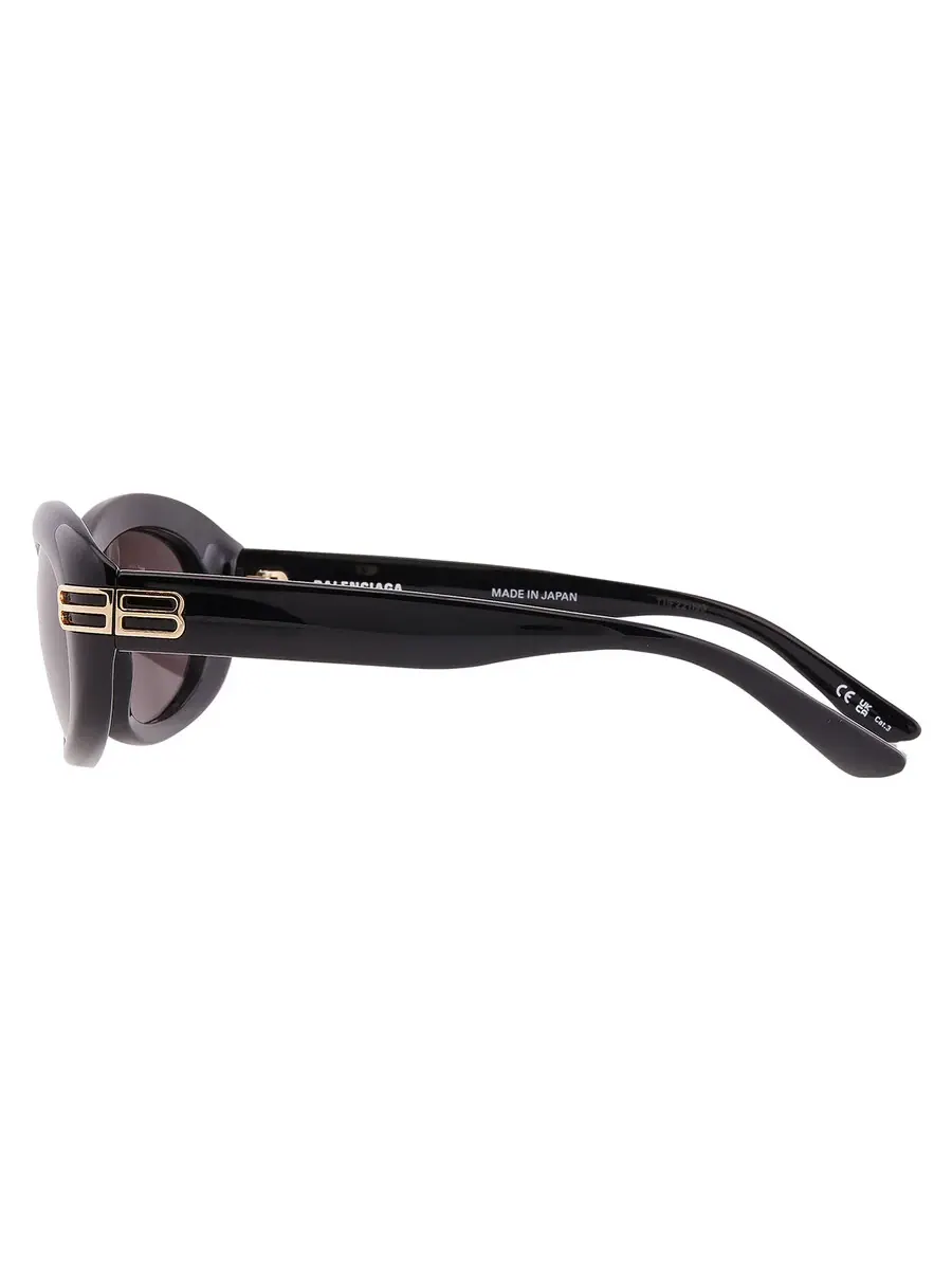 Женские серые овальные солнцезащитные очки Balenciaga BB0431S 001 57 — изображение 4 из 5, черный