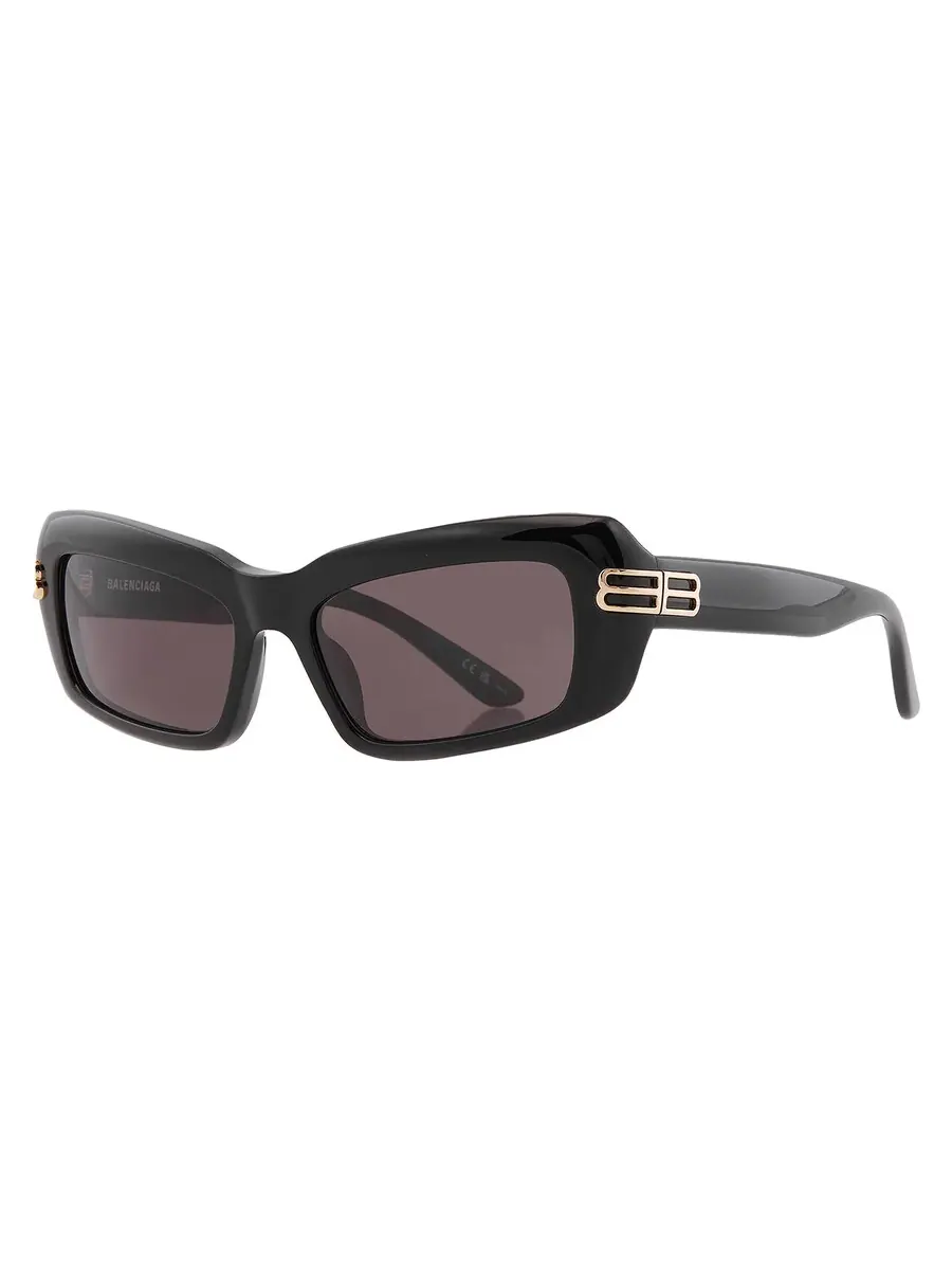 Серые женские солнцезащитные очки Balenciaga Pilot BB0432S 001 57 — изображение 2 из 5, черный