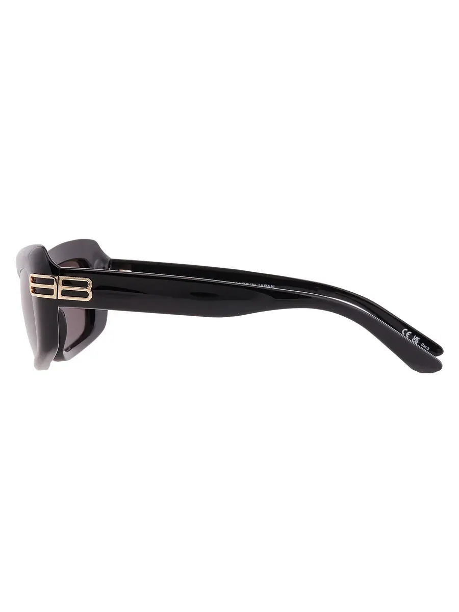 Серые женские солнцезащитные очки Balenciaga Pilot BB0432S 001 57 — изображение 4 из 5, черный