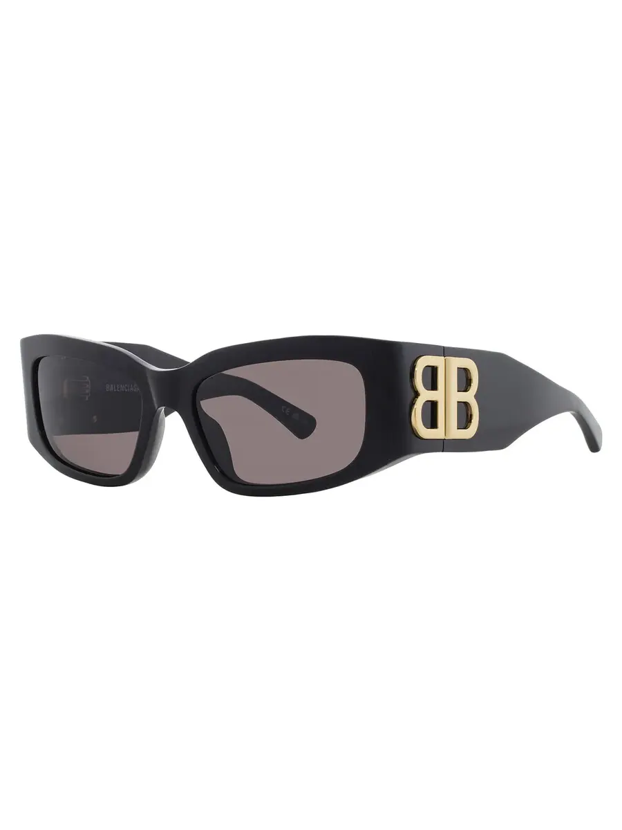 Очки для женщин Balenciaga серые прямоугольные BB0360S 005 56 — изображение 2 из 5, черный