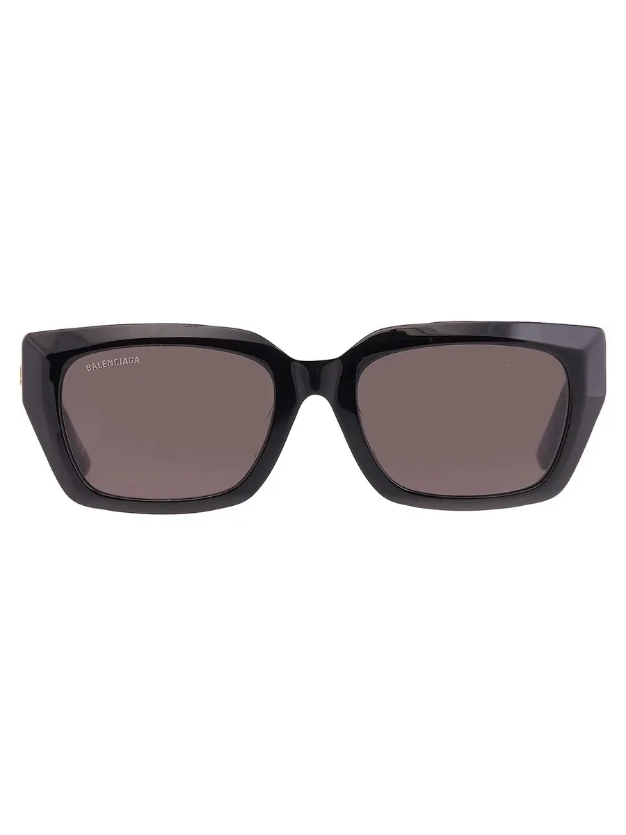 Серые прямоугольные унисекс-солнцезащитные очки Balenciaga BB0272SA 001 54