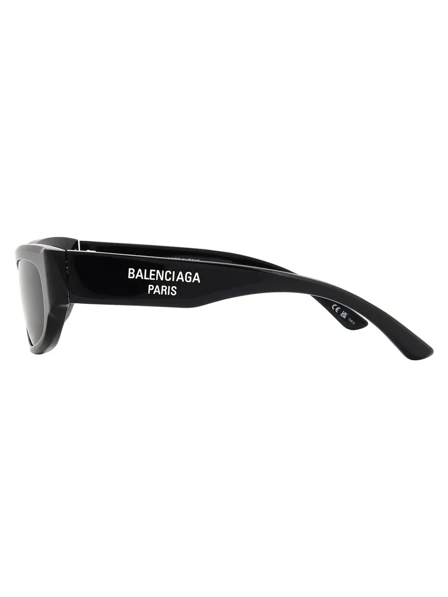 Солнцезащитные очки Balenciaga серого цвета, прямоугольные, унисекс, BB0388S 001 56 — изображение 3 из 5, черный