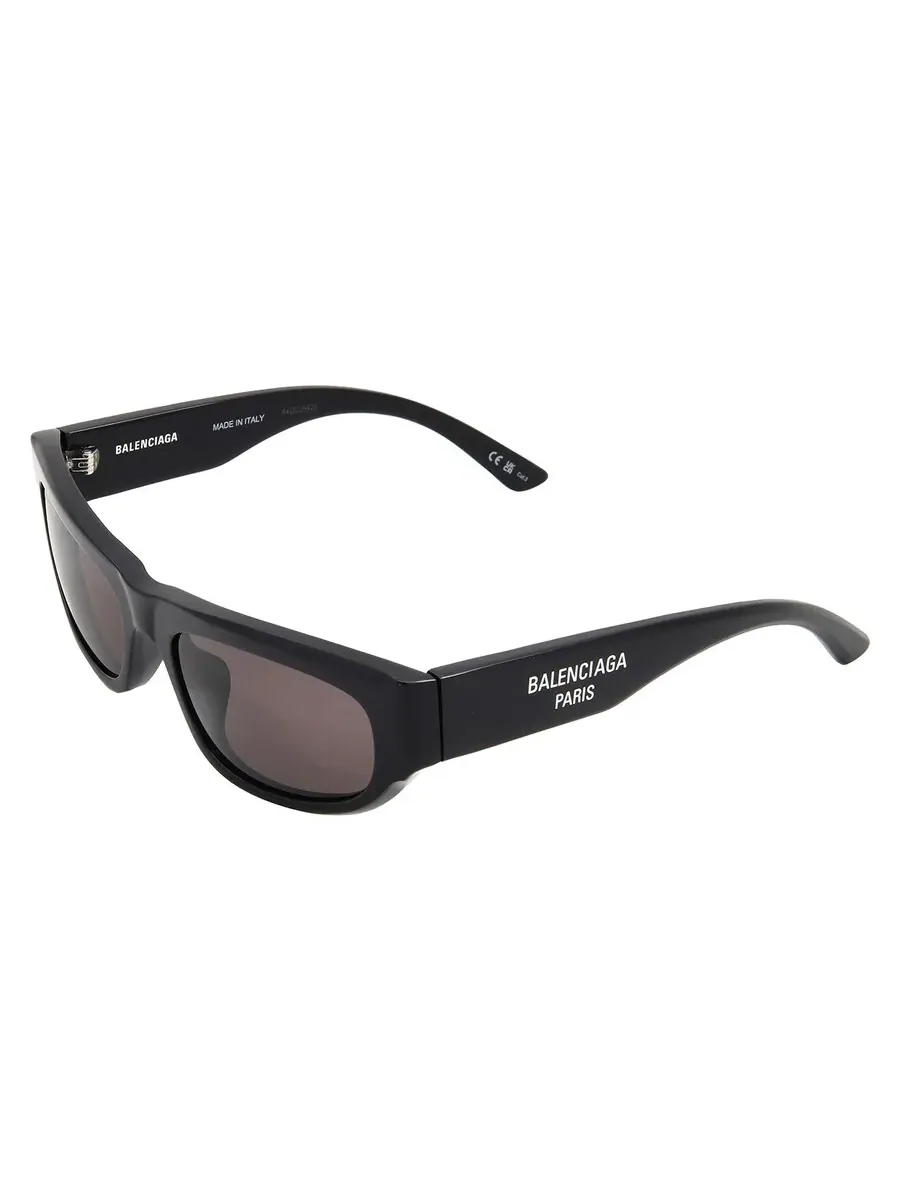 Солнцезащитные очки Balenciaga серого цвета, прямоугольные, унисекс, BB0388S 001 56 — изображение 4 из 5, черный