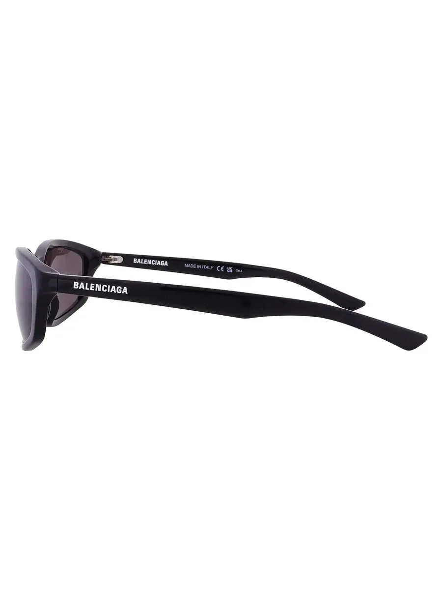 Серые прямоугольные унисекс-солнцезащитные очки Balenciaga BB0401S 001 60 — изображение 4 из 5, черный