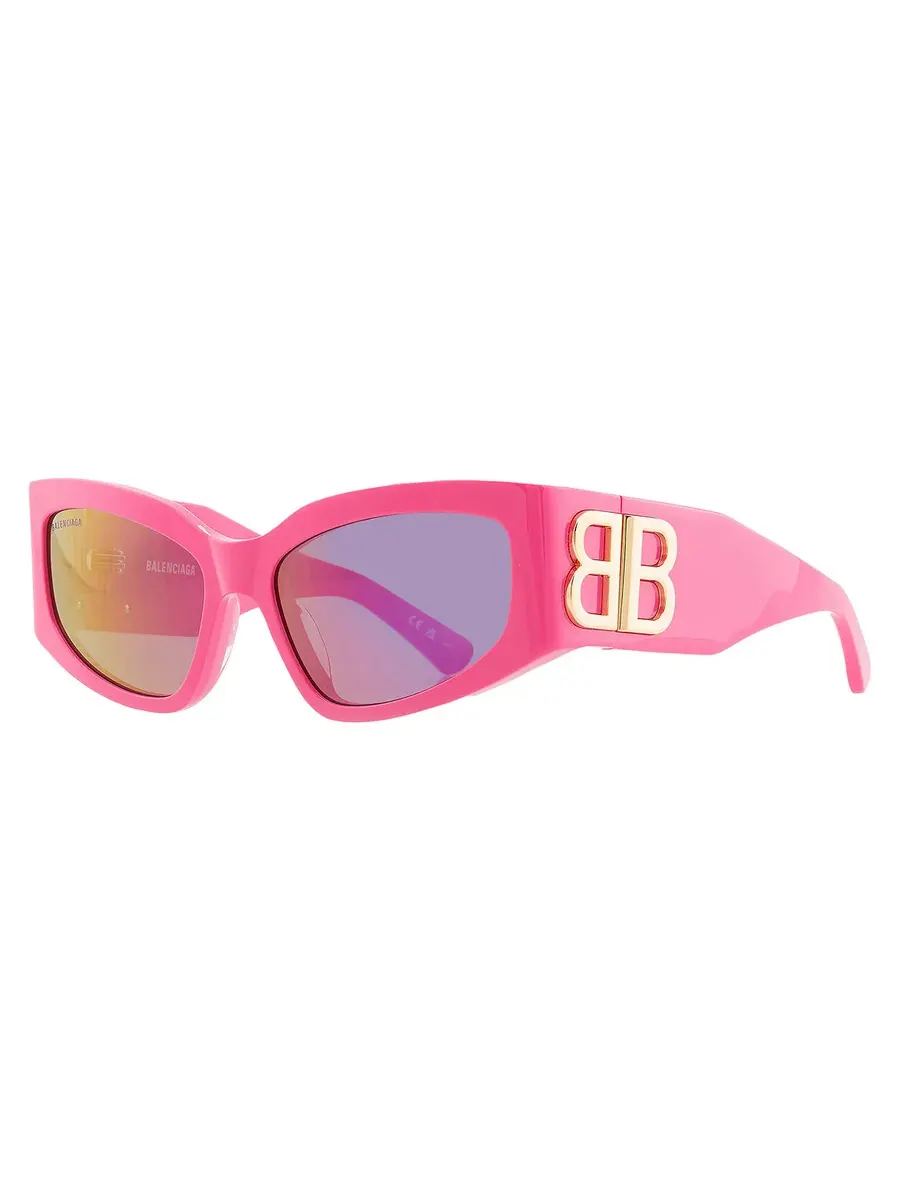 Солнцезащитные очки для женщин Balenciaga Pink Mirror Cat Eye BB0321S 011 57 — изображение 2 из 5, фуксия