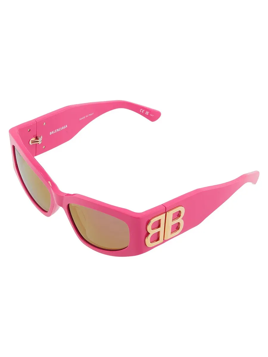 Солнцезащитные очки для женщин Balenciaga Pink Mirror Cat Eye BB0321S 011 57 — изображение 3 из 5, фуксия