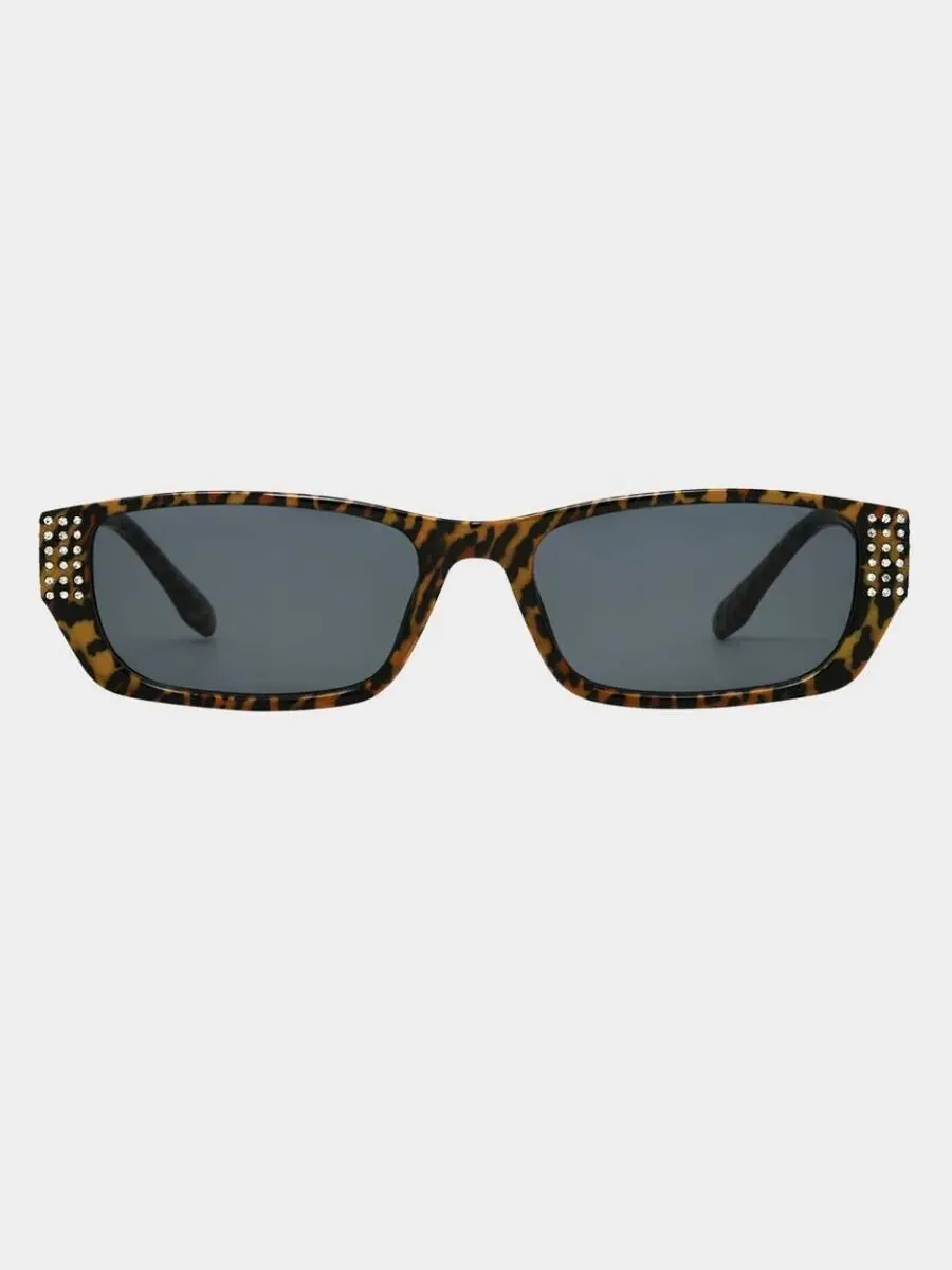 Солнцезащитные очки для женщин Betsey Johnson Smoke прямоугольной формы 10269941.CGR LEOSMK, леопардовый принт