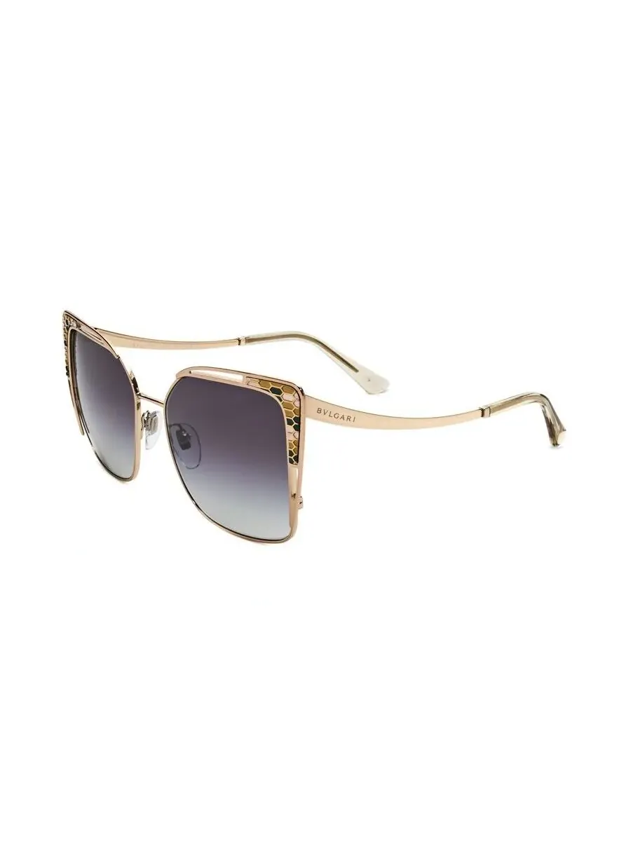 Женские прямоугольные солнцезащитные очки Bvlgari с золотым тоном 0BV6179-20718G-1 — изображение 2 из 3, черный