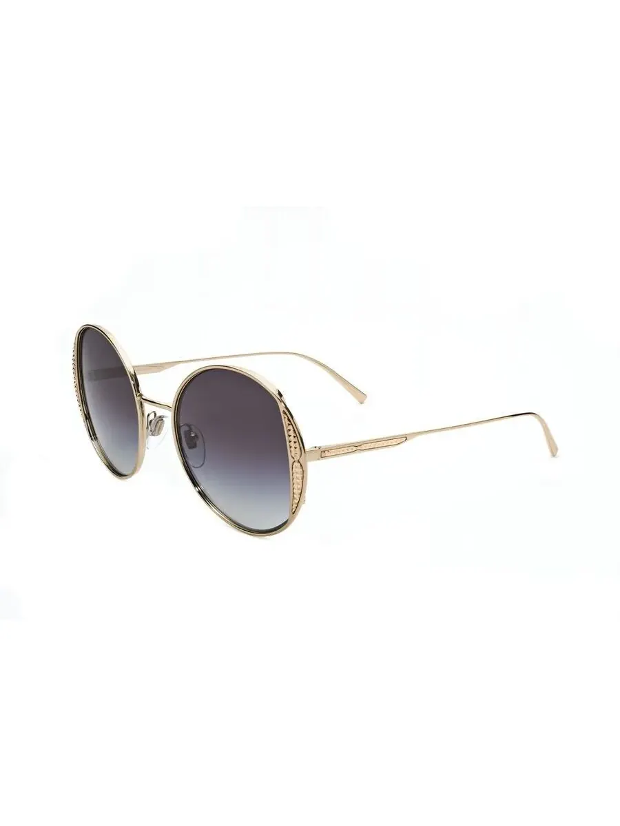 Женские солнцезащитные очки Bvlgari золотого тона, круглой формы 0BV6169-20148G-2 — изображение 2 из 3, черный