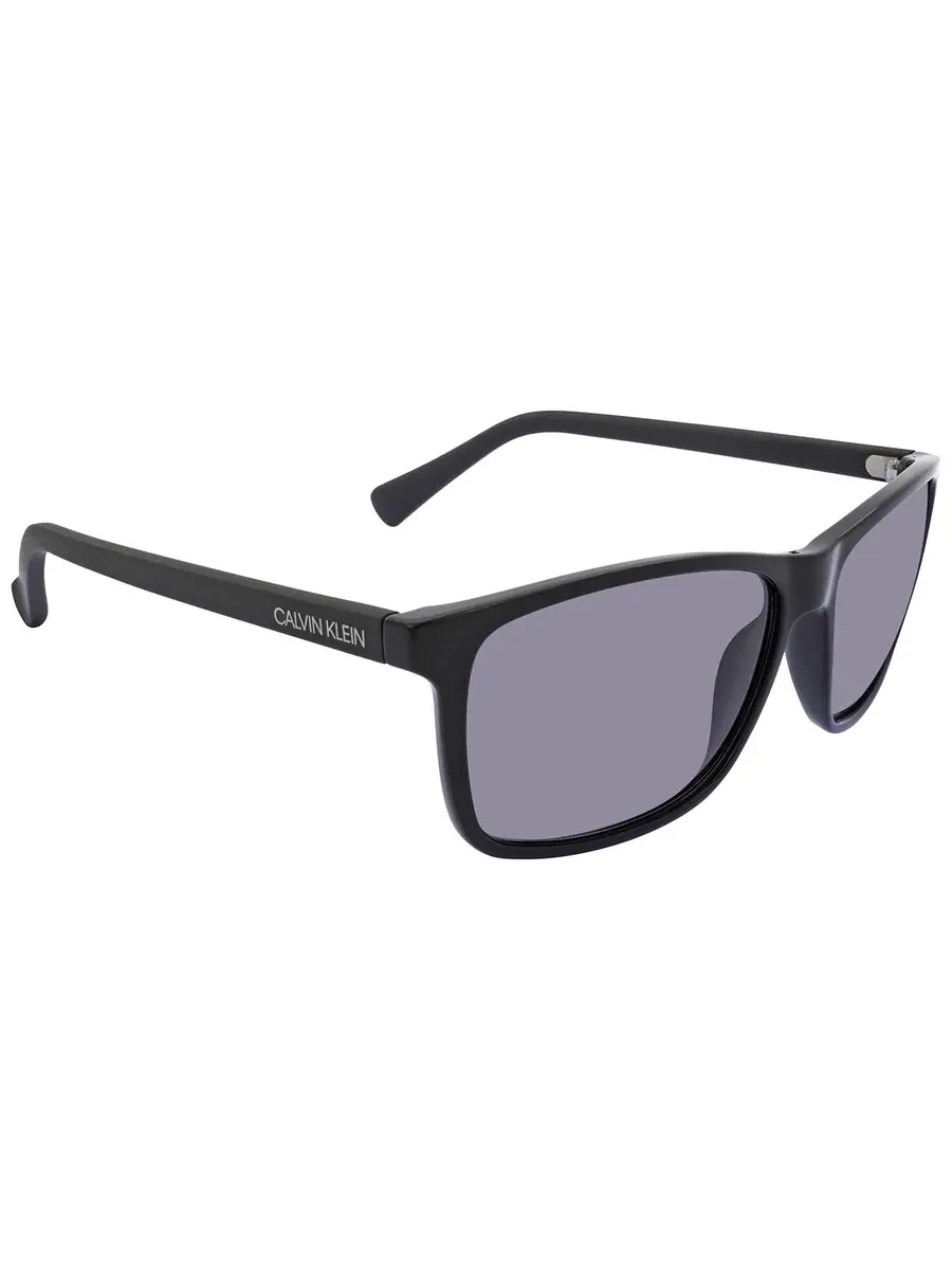 Мужские серые прямоугольные солнцезащитные очки Calvin Klein CK19568S 001 58 — изображение 2 из 3, черный