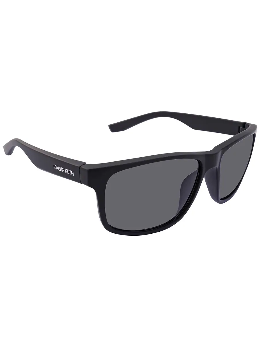 Мужские серые прямоугольные солнцезащитные очки Calvin Klein CK19539S 001 59 — изображение 3 из 4, черный