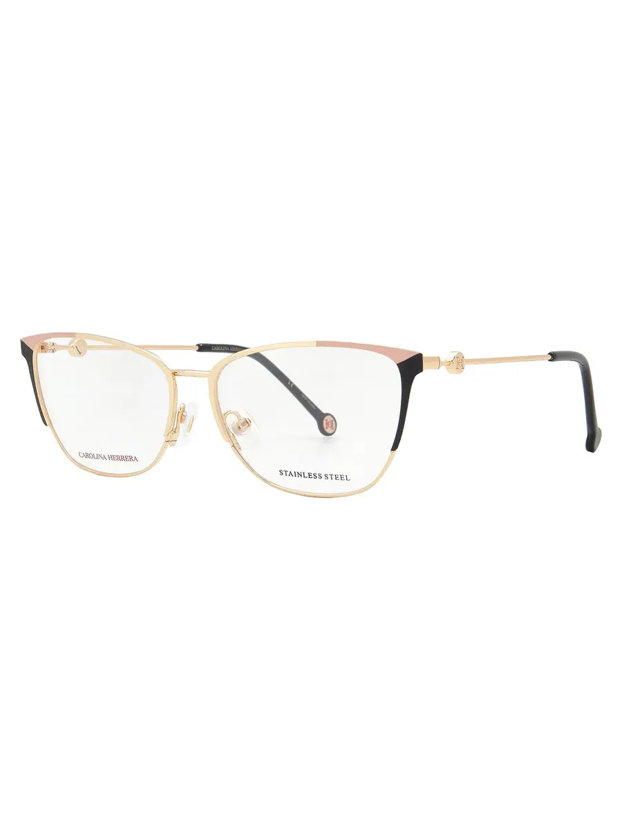 Женские очки Carolina Herrera Demo Cat Eye HER 0116 02M2 57 — изображение 2 из 4, черный золотистый
