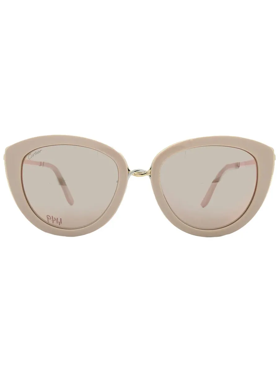 Солнцезащитные очки для женщин Cartier Trinity Brown Rose Gold Mirror Cat Eye CT0247S 004 54