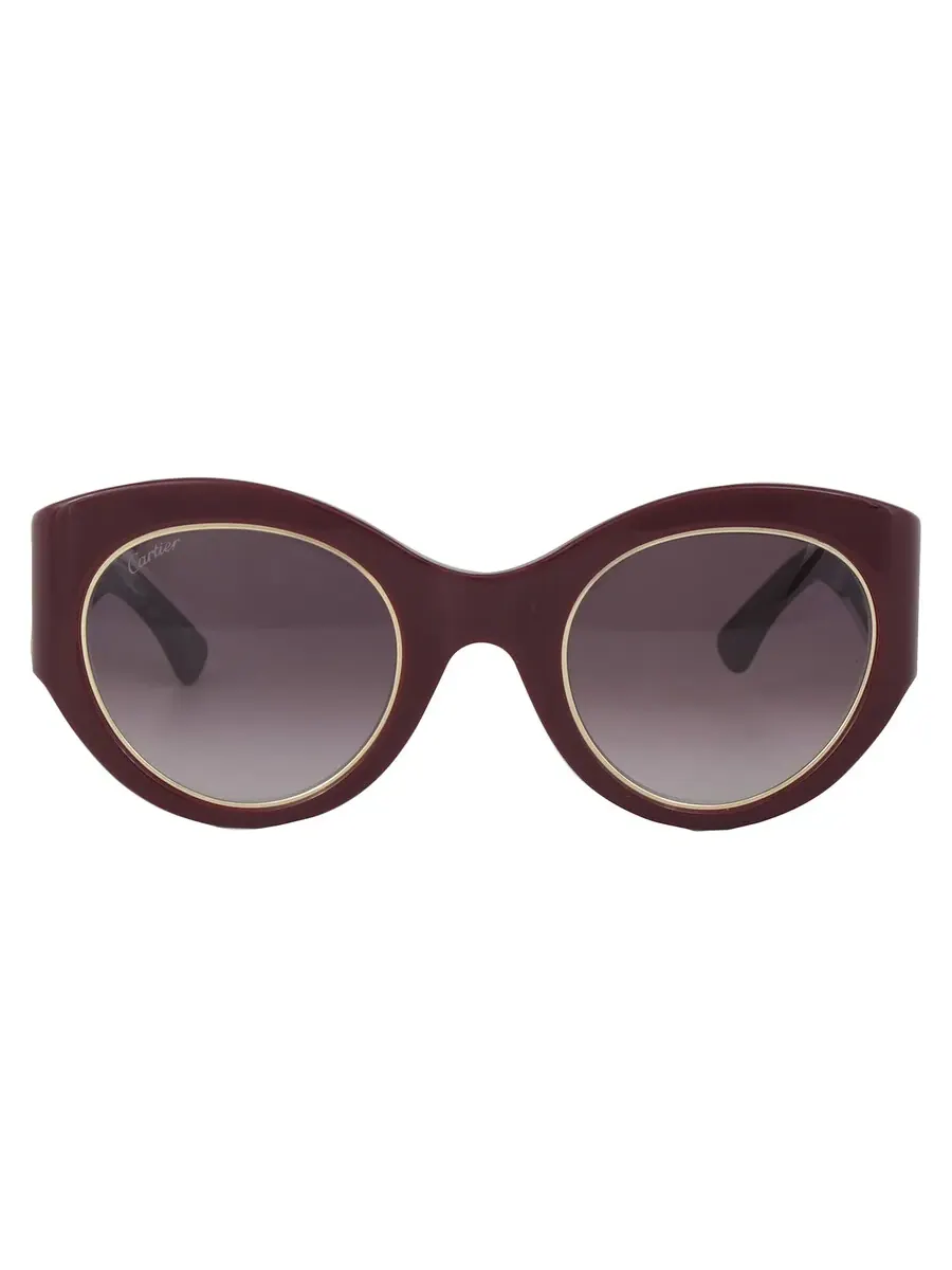 Солнцезащитные очки женские Cartier C Decor Burgundy Gradient Cat Eye CT0305S 003 51