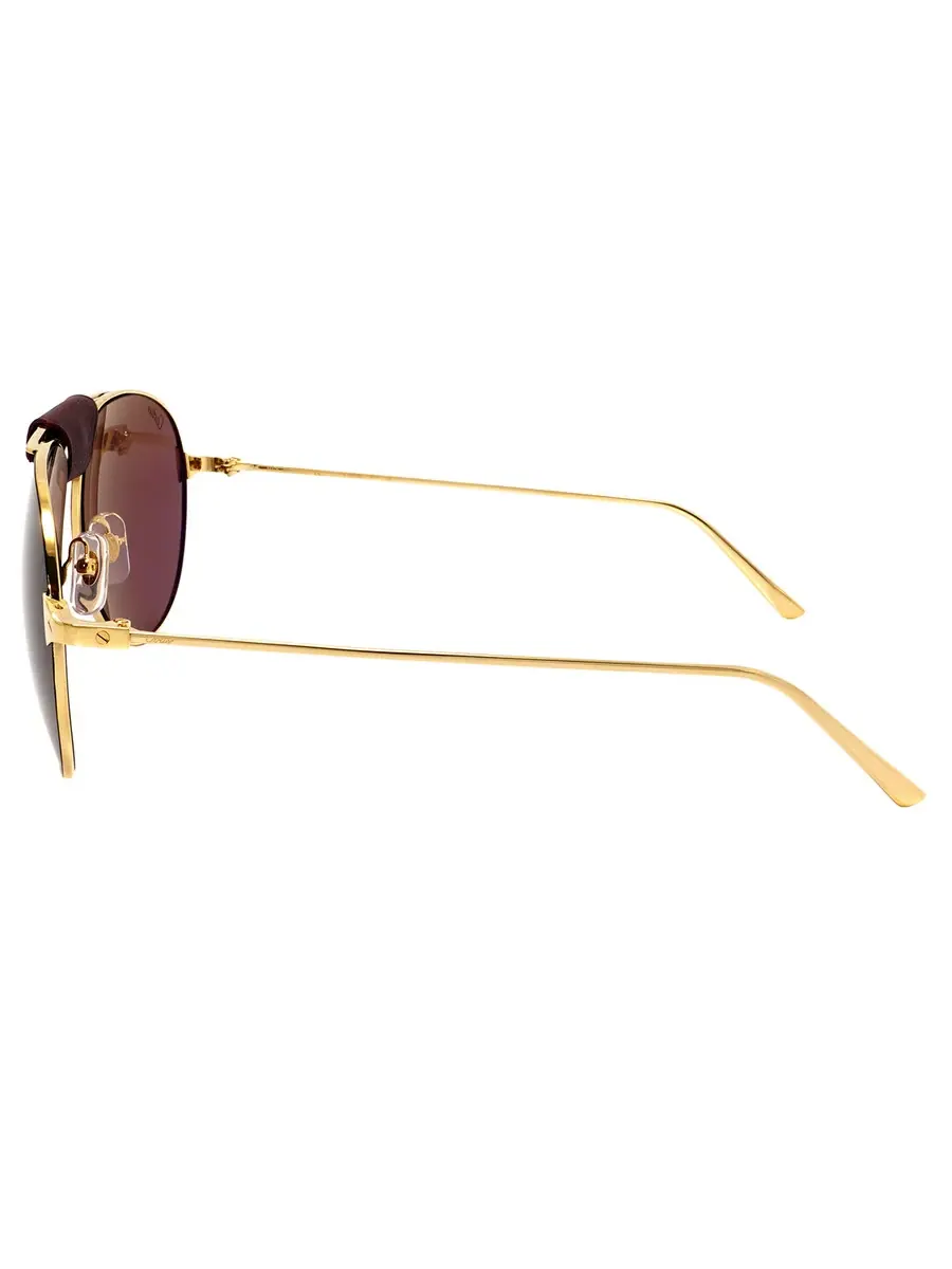 Солнцезащитные очки Cartier Santos de Cartier Burgundy Pilot для мужчин CT0038S 011 61, черный/золотой — изображение 3 из 3