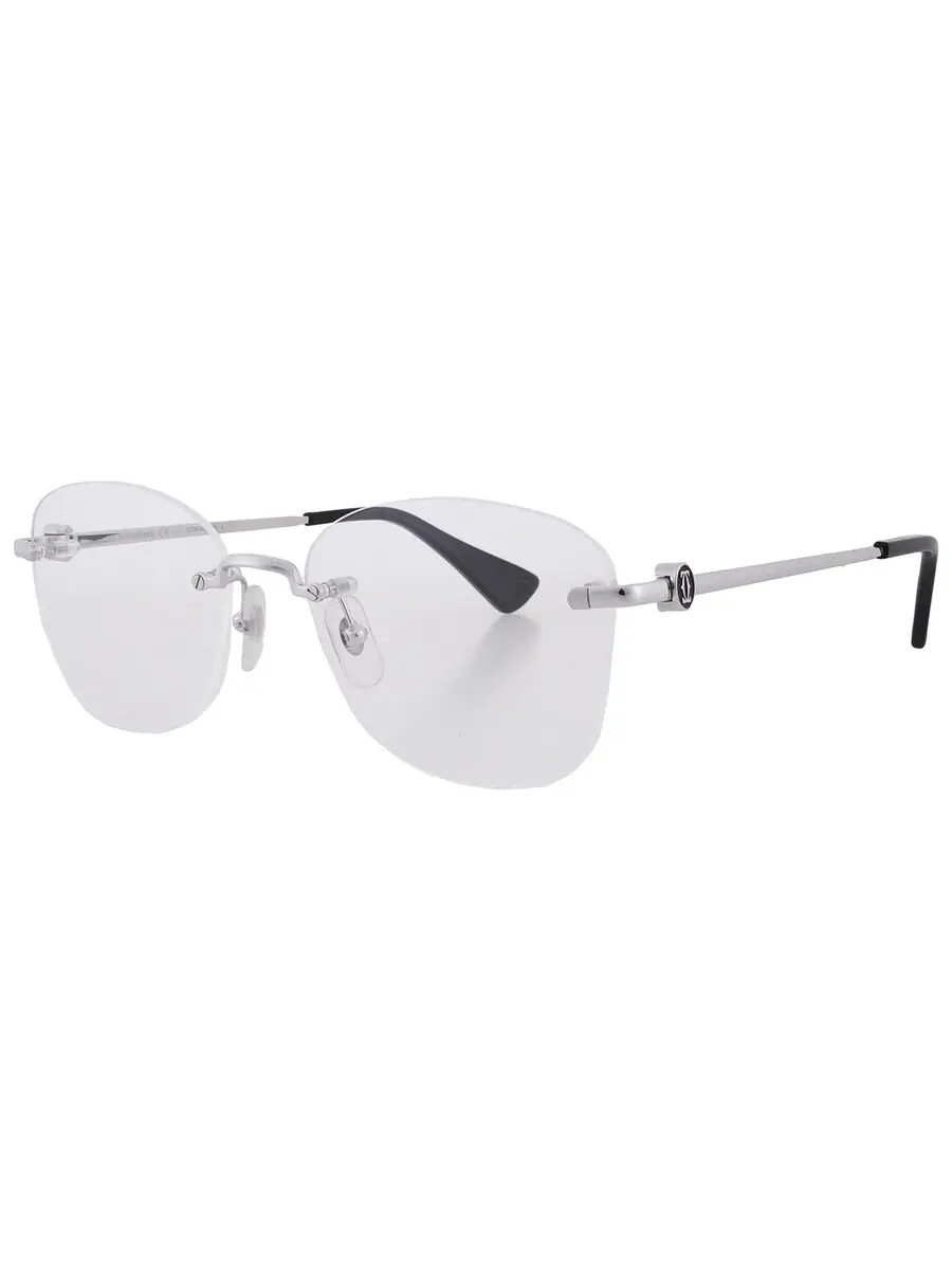 Женские очки Cartier C Decor Demo Oval CT0414O 002 56 — изображение 2 из 4, серебряный