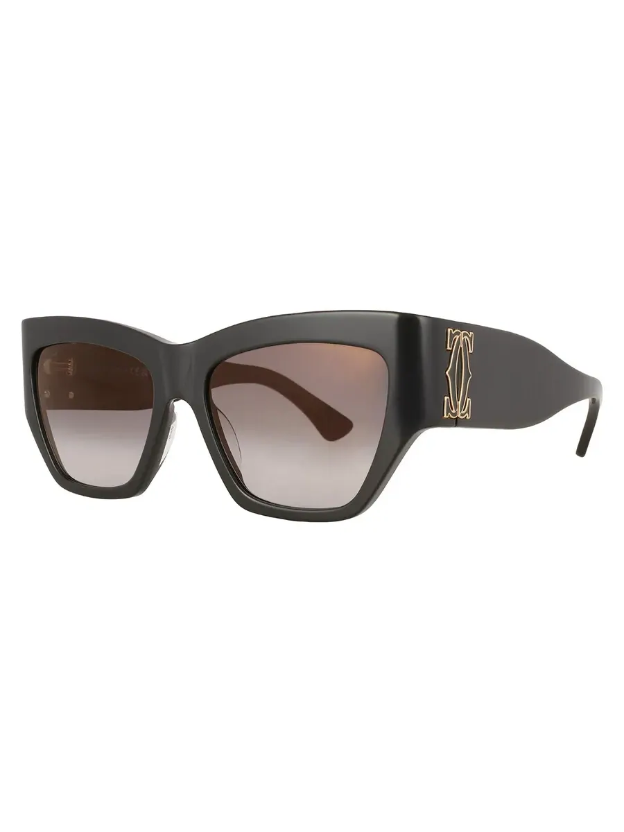 Солнцезащитные очки для женщин Cartier C Decor Grey Multi Treatment Cat Eye CT0435S 001 55 — изображение 2 из 4, черный