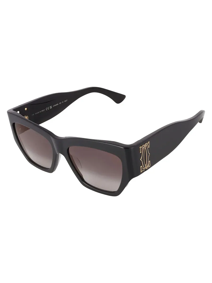 Солнцезащитные очки для женщин Cartier C Decor Grey Multi Treatment Cat Eye CT0435S 001 55 — изображение 3 из 4, черный