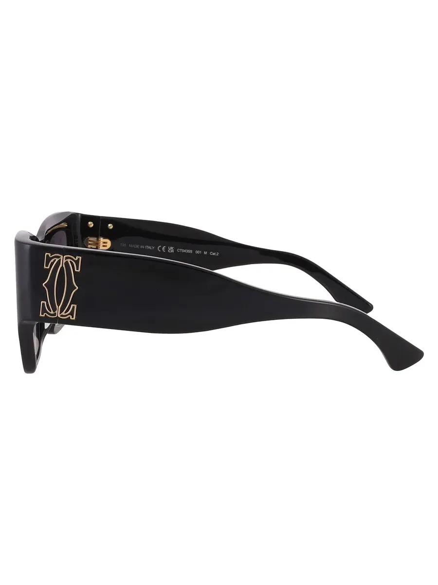 Солнцезащитные очки для женщин Cartier C Decor Grey Multi Treatment Cat Eye CT0435S 001 55 — изображение 4 из 4, черный