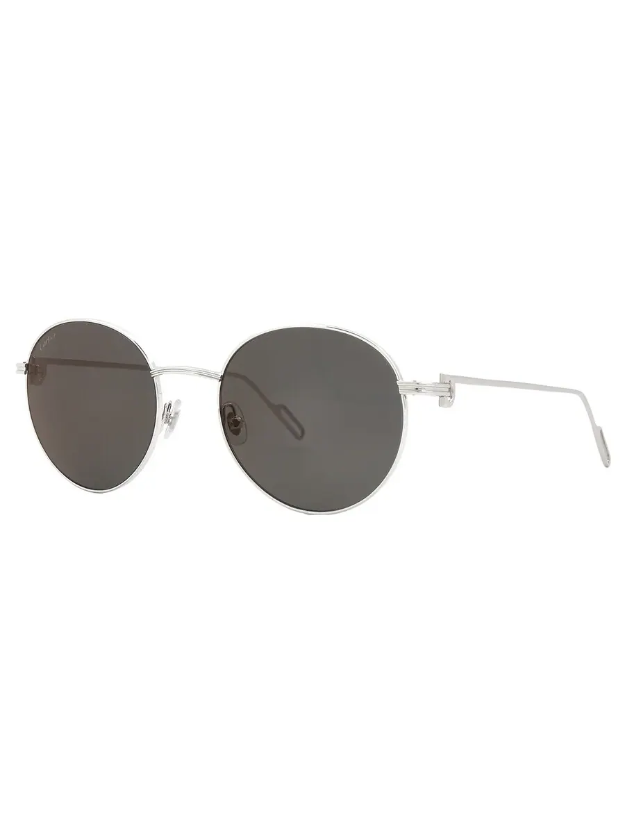 Солнцезащитные очки Cartier C de Cartier Grey Flash круглой формы унисекс CT0249S 001 53 — изображение 3 из 5, серебряный