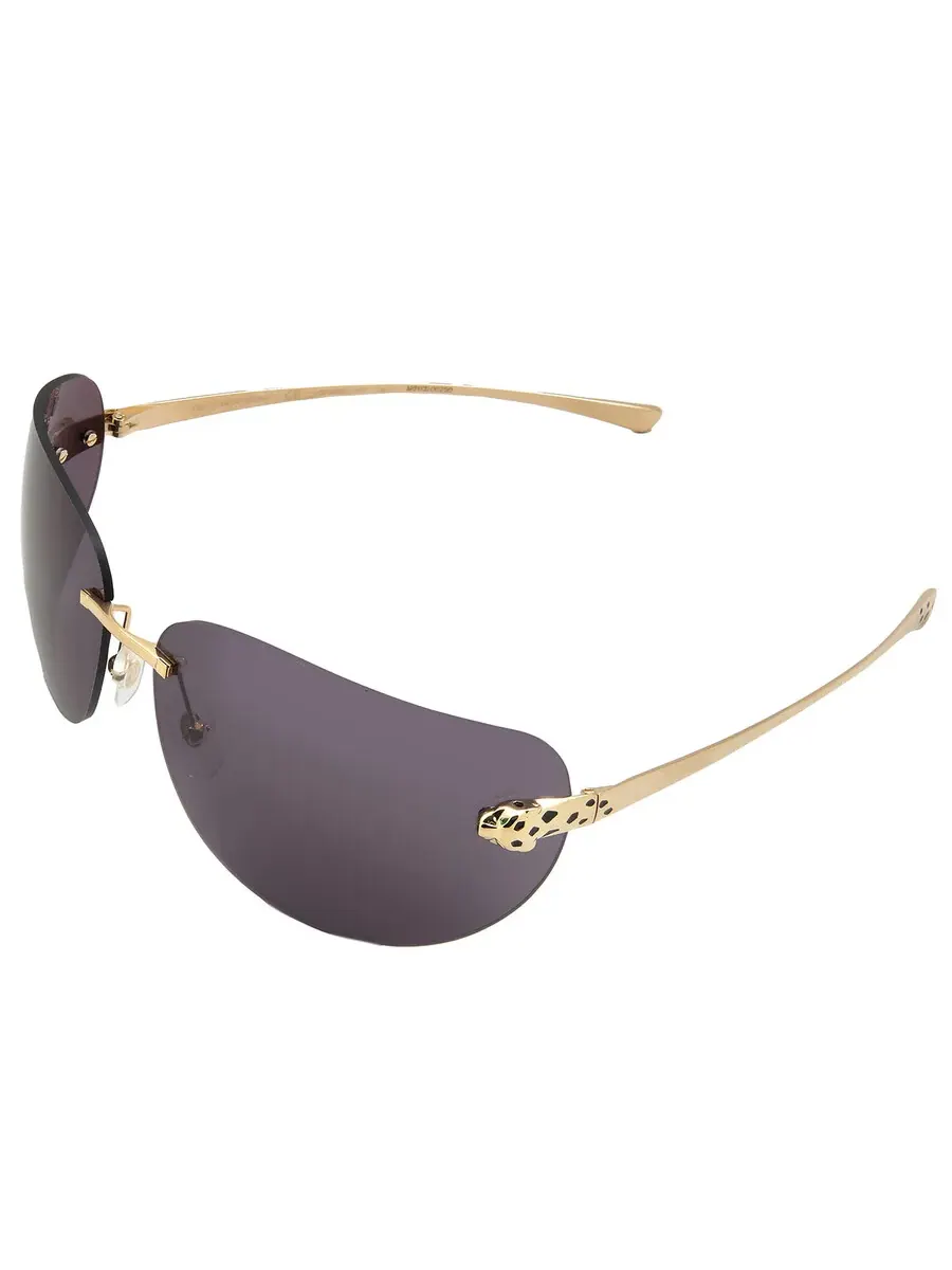 Мужские солнцезащитные очки Cartier Panthere de Cartier Grey Wrap CT0266S 001 61 — изображение 4 из 4, золото