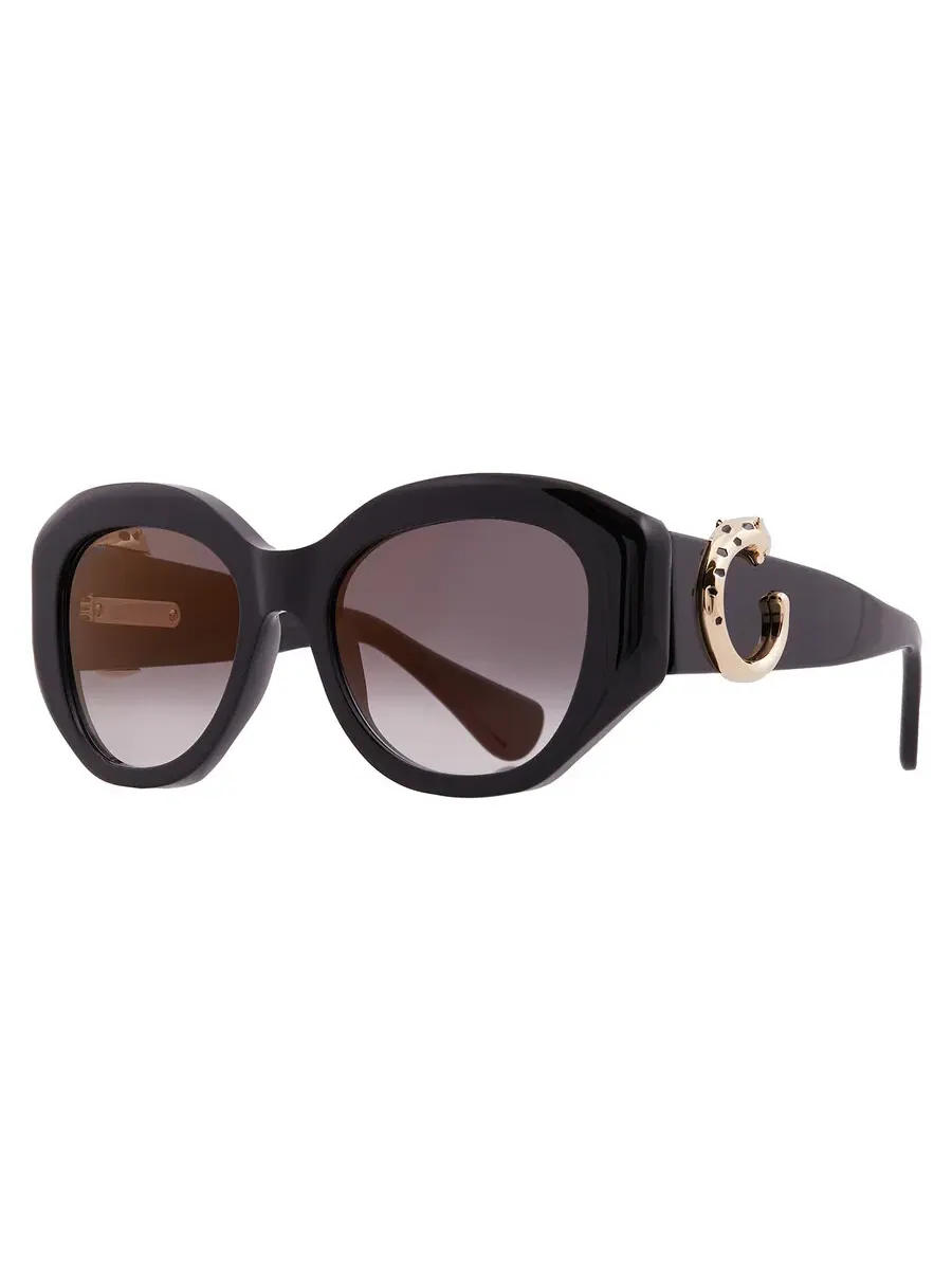Солнцезащитные очки женские Cartier Panthere de Cartier Grey Butterfly CT0502S 001 53 — изображение 2 из 4, черный