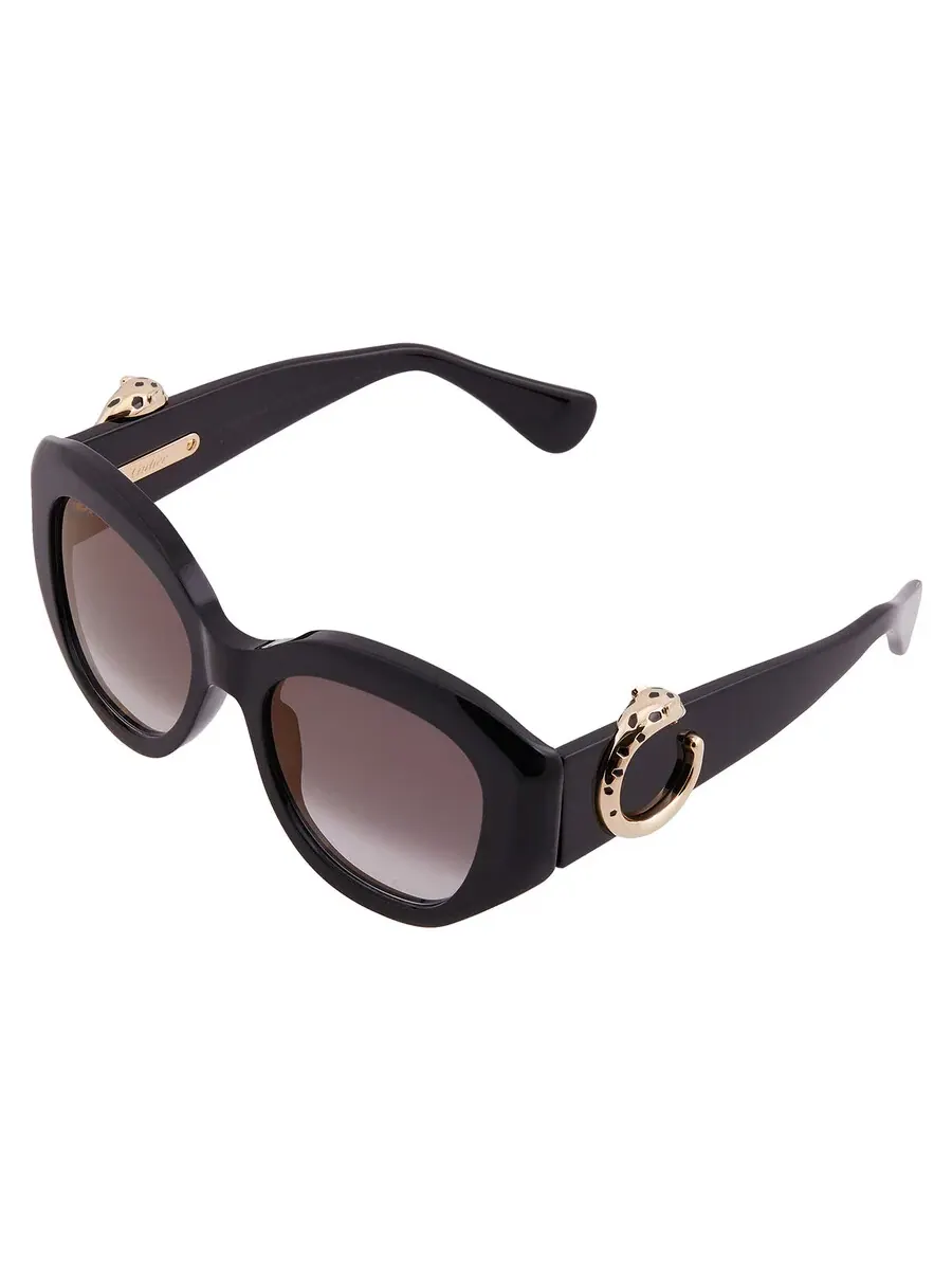 Солнцезащитные очки женские Cartier Panthere de Cartier Grey Butterfly CT0502S 001 53 — изображение 3 из 4, черный