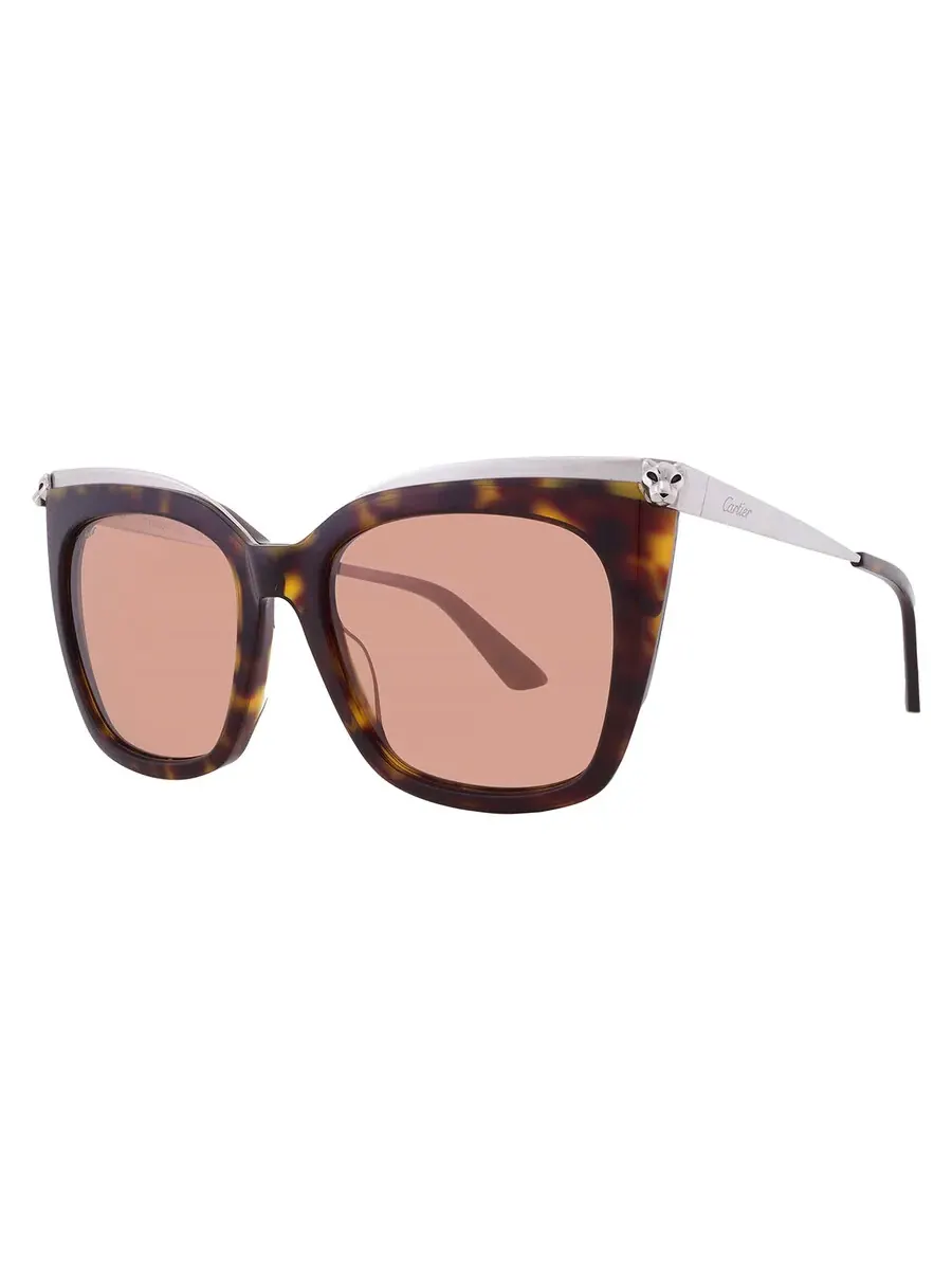Солнцезащитные очки для женщин Cartier Panthere de Cartier Violet Cat Eye CT0030S 002 53 — изображение 2 из 4, серебряный
