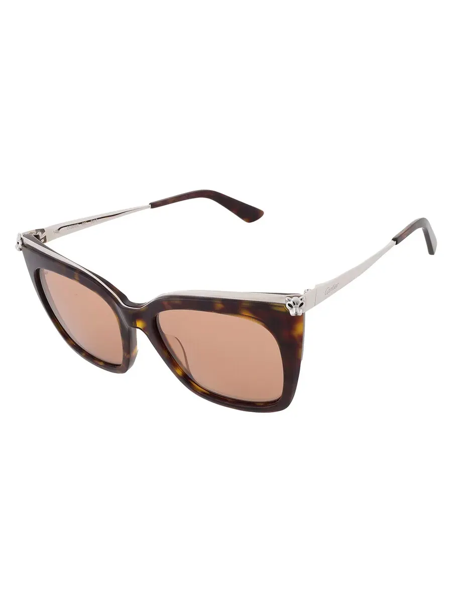 Солнцезащитные очки для женщин Cartier Panthere de Cartier Violet Cat Eye CT0030S 002 53 — изображение 3 из 4, серебряный