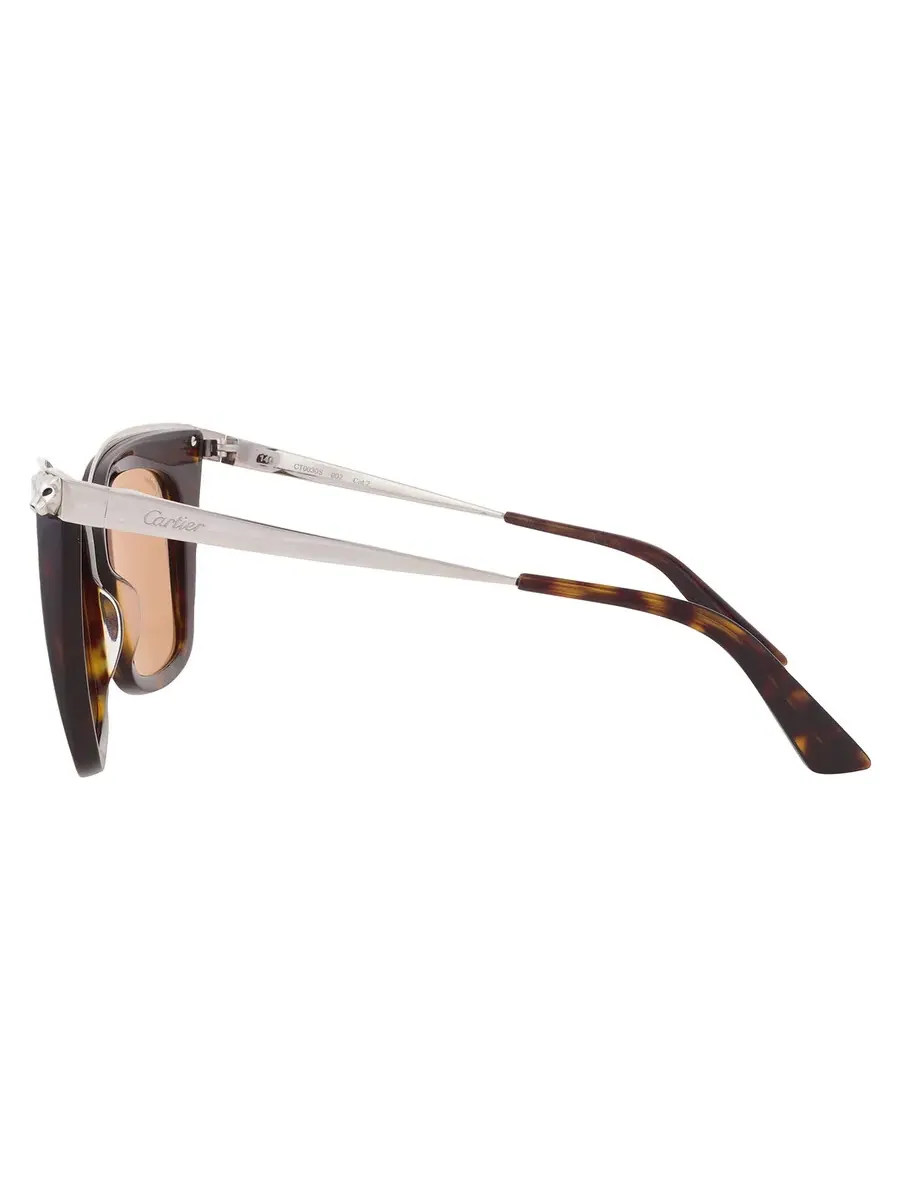 Солнцезащитные очки для женщин Cartier Panthere de Cartier Violet Cat Eye CT0030S 002 53 — изображение 4 из 4, серебряный