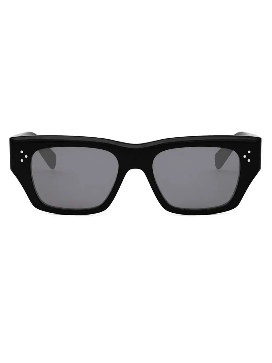 Женские солнцезащитные очки Celine 3 Dots поляризованные серые квадратные CL40297U 01D 53 — черный