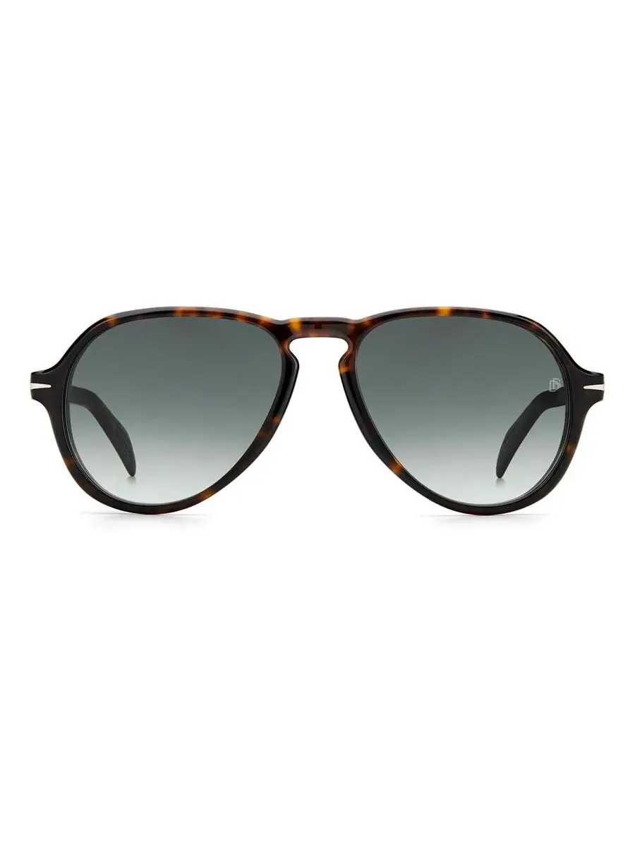 Мужские солнцезащитные очки пилот David Beckham с зелеными линзами DB 7079/S 0086/9K 55 — коричневый
