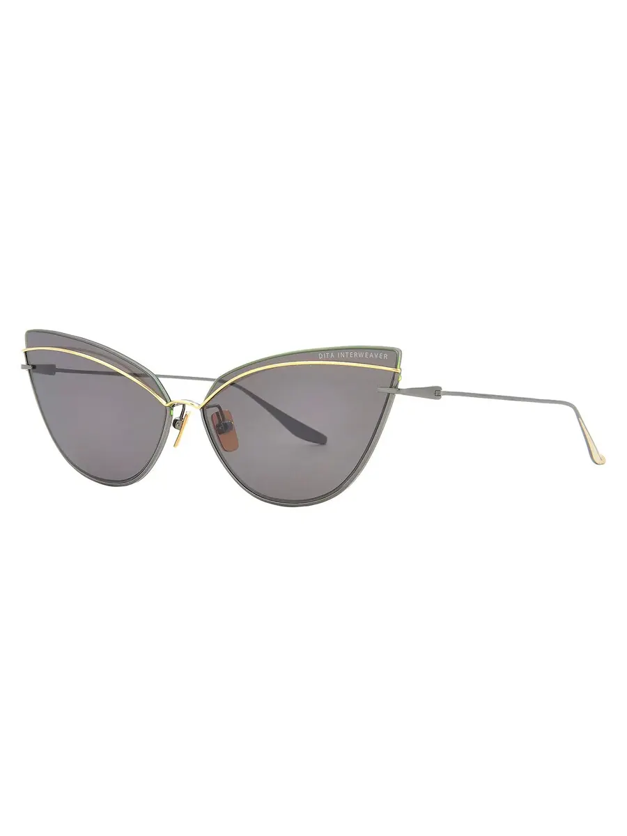 Солнцезащитные очки женские Dita INTERWEAVER Dark Grey Cat Eye DTS527-03 63 — изображение 2 из 4, черный/желтый