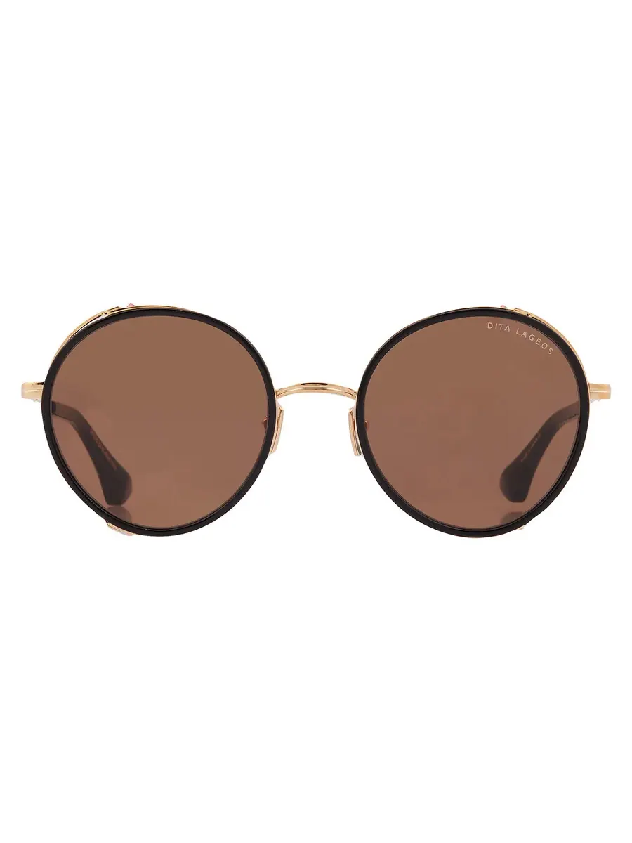 Солнцезащитные очки для женщин Dita LAGEOS коричневые круглые DTS532-01 52, черный/золотой — золотистый