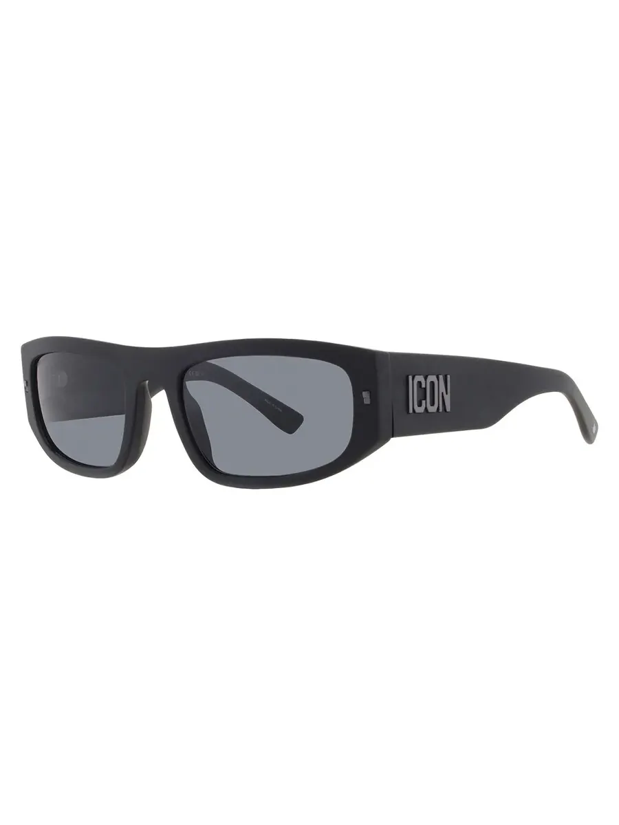 Серые прямоугольные мужские солнцезащитные очки Dsquared2 ICON 0016/S 0003/IR 57 — изображение 2 из 4, черный