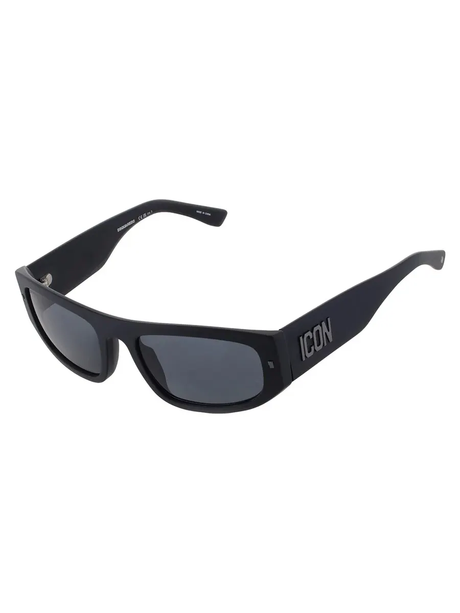 Серые прямоугольные мужские солнцезащитные очки Dsquared2 ICON 0016/S 0003/IR 57 — изображение 3 из 4, черный