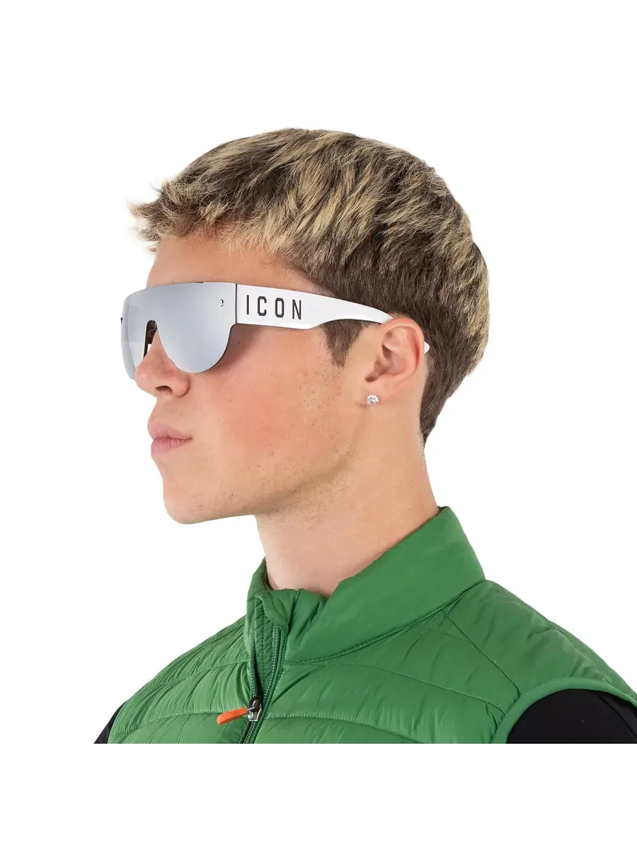 Солнцезащитные очки Dsquared2 Silver Shield для мужчин ICON 0002/S 0CCP/T4 99 — изображение 2 из 5, белый черный
