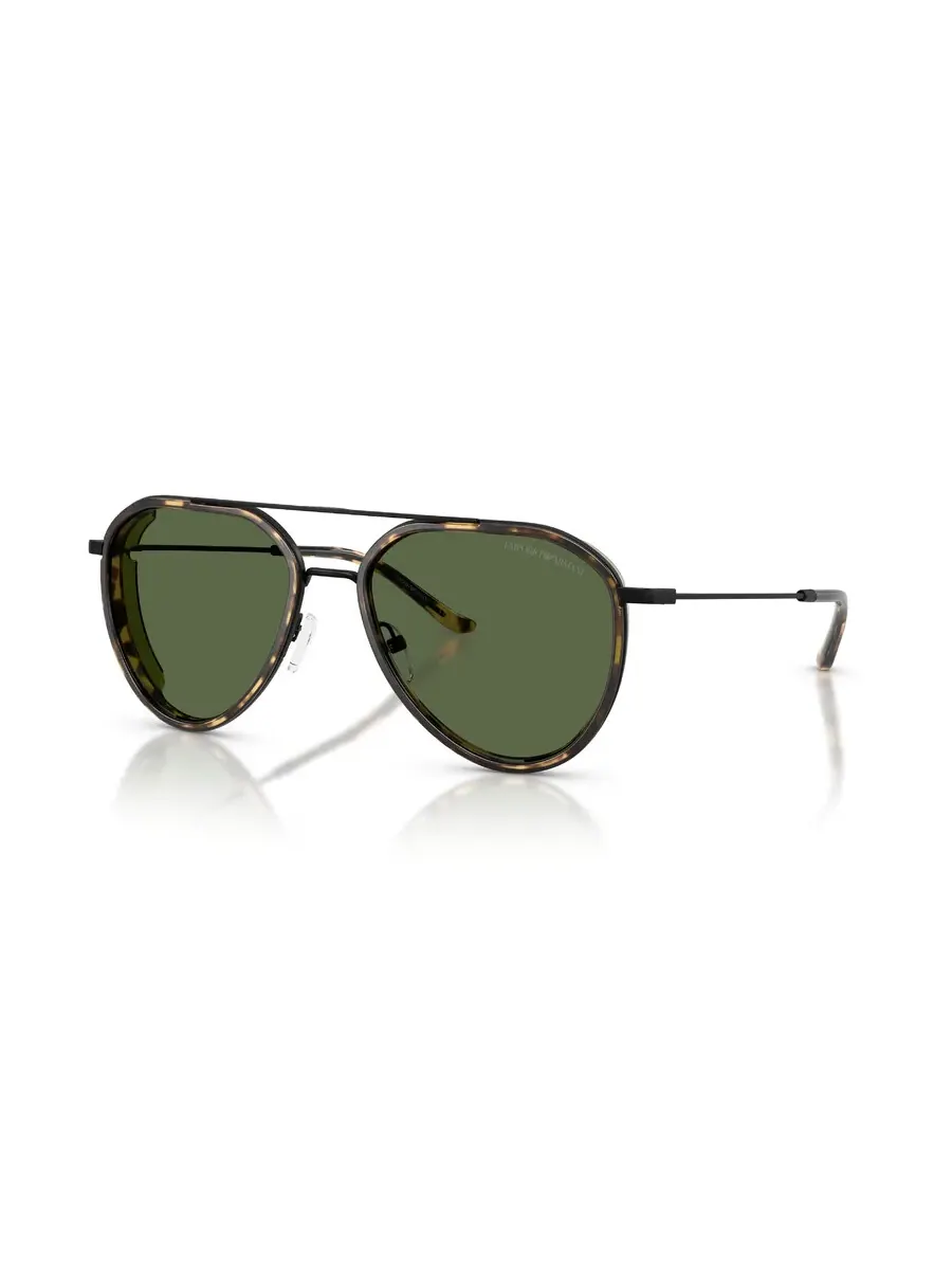 Мужские солнцезащитные очки Emporio Armani Dark Green Pilot EA2163 300171 56 — черный