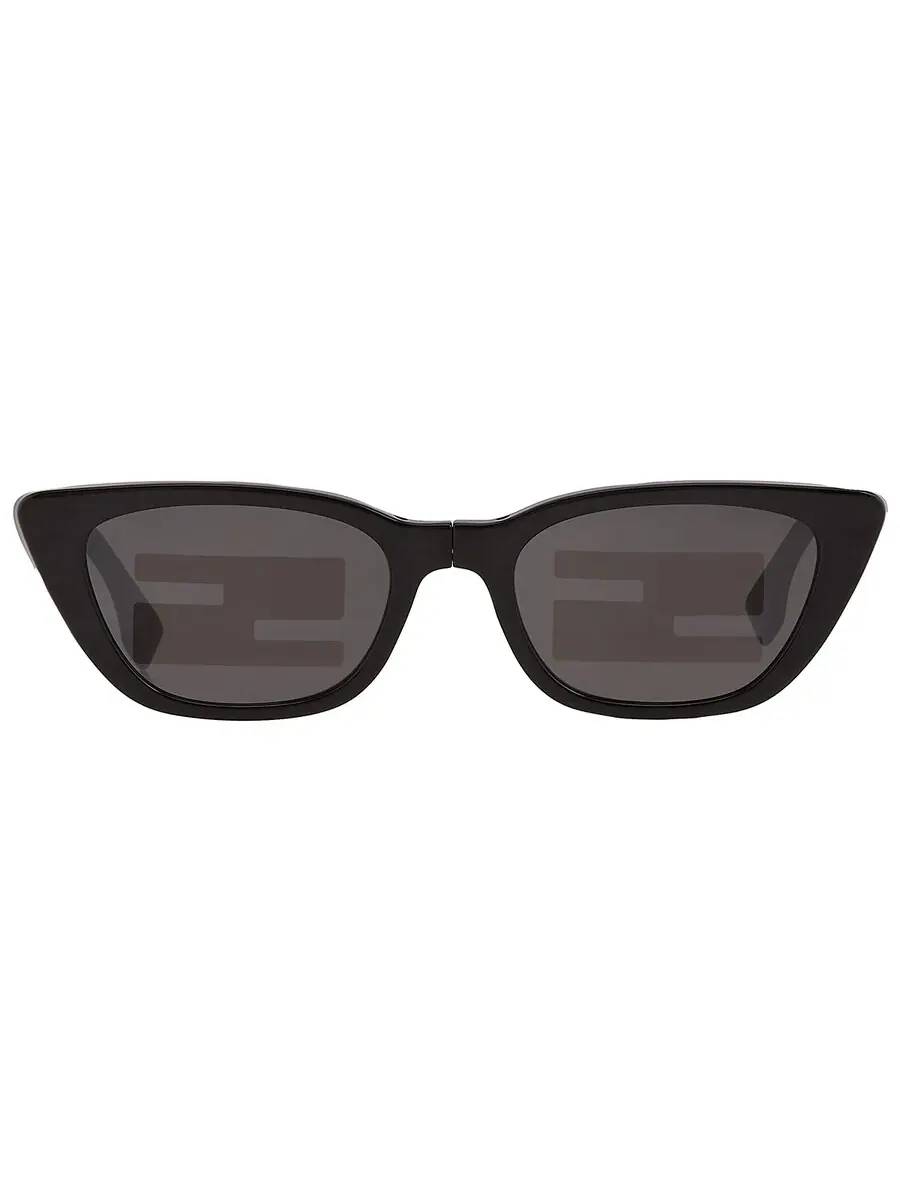 Солнцезащитные женские очки Fendi Smoke Mirror с логотипом, складной кошачий глаз FE40089I 01C 53