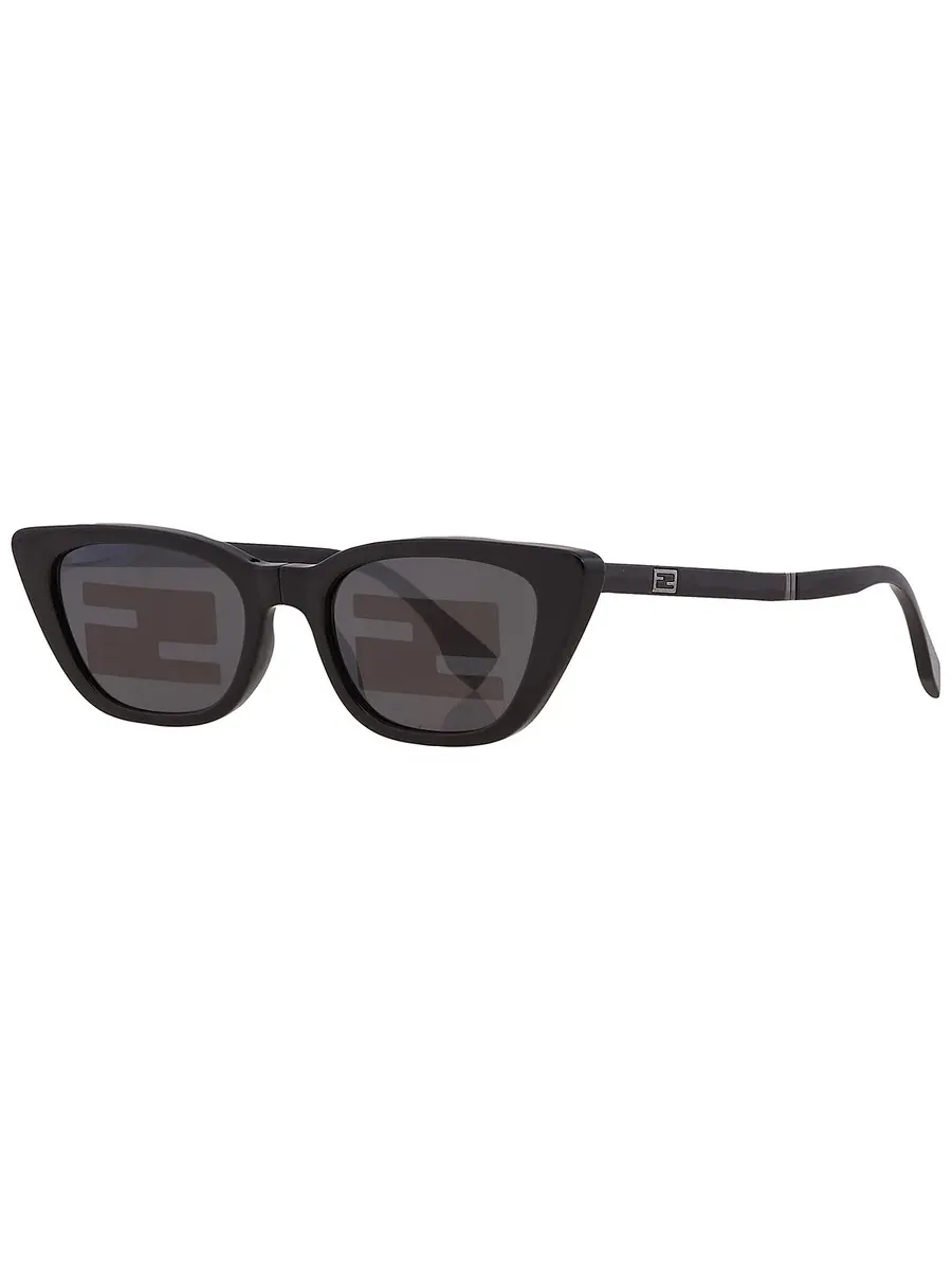Солнцезащитные женские очки Fendi Smoke Mirror с логотипом, складной кошачий глаз FE40089I 01C 53 — изображение 4 из 7, серый
