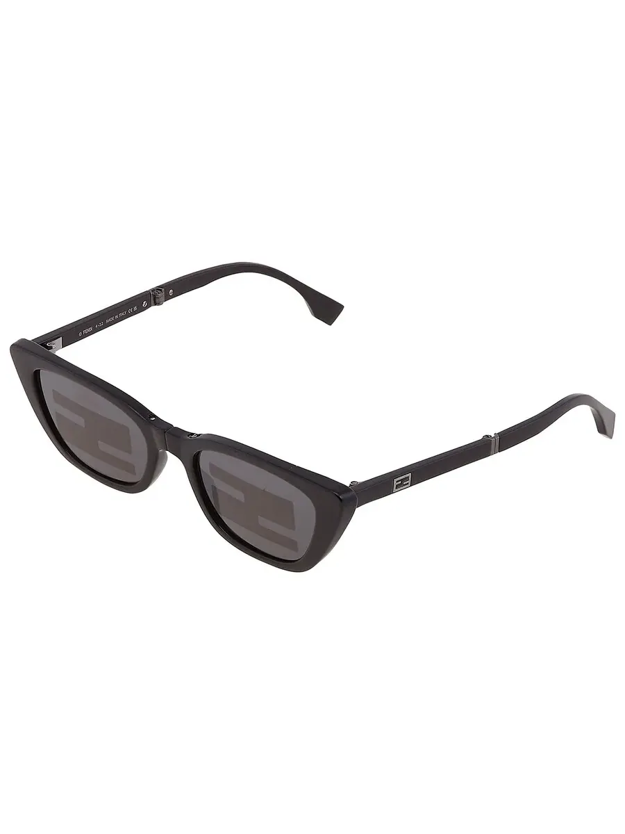 Солнцезащитные женские очки Fendi Smoke Mirror с логотипом, складной кошачий глаз FE40089I 01C 53 — изображение 5 из 7, серый