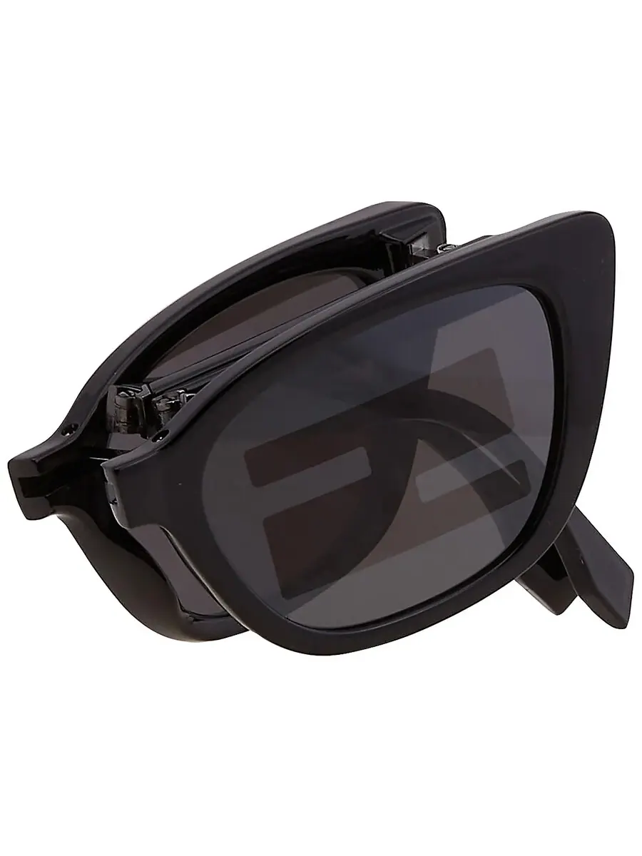 Солнцезащитные женские очки Fendi Smoke Mirror с логотипом, складной кошачий глаз FE40089I 01C 53 — изображение 7 из 7, серый