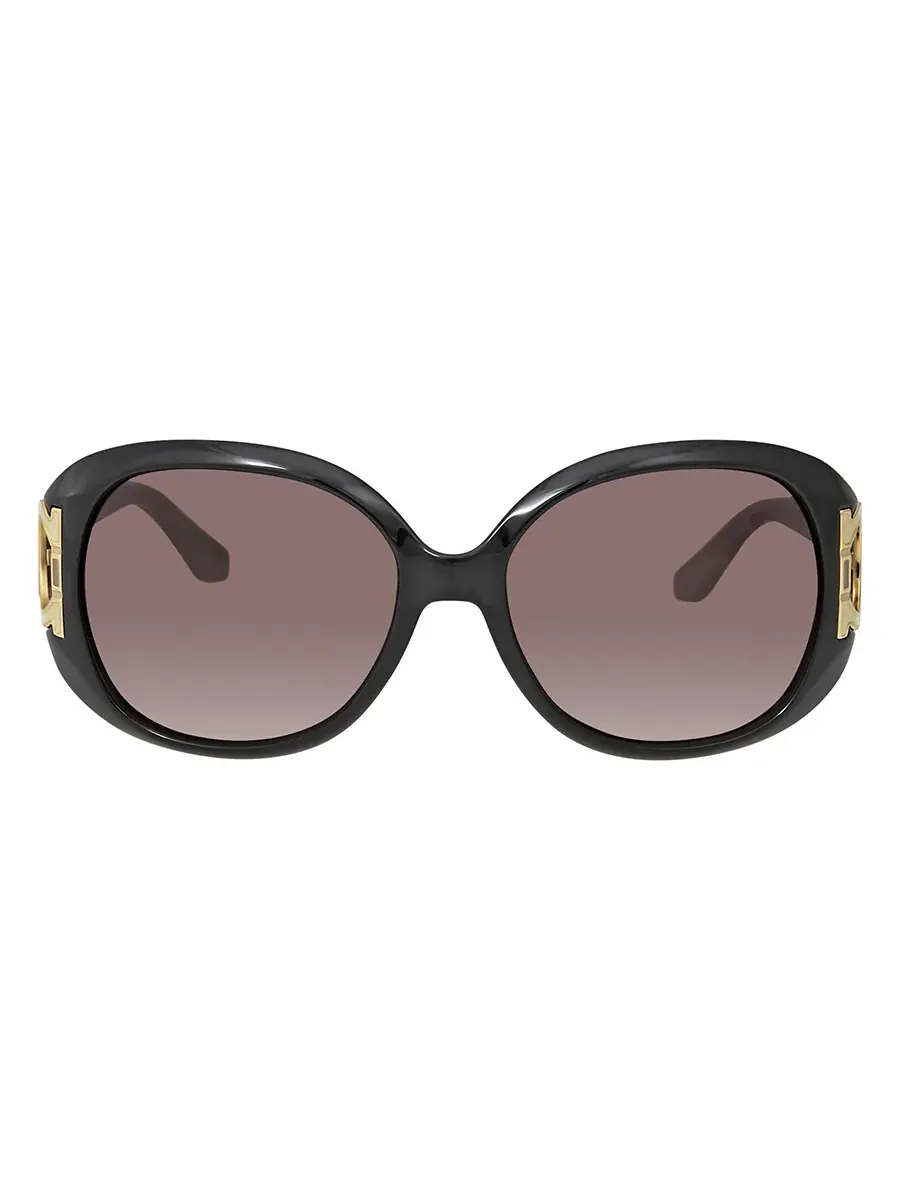 Солнцезащитные очки Ferragamo коричневого градиентного цвета овальной формы SF668 001 57