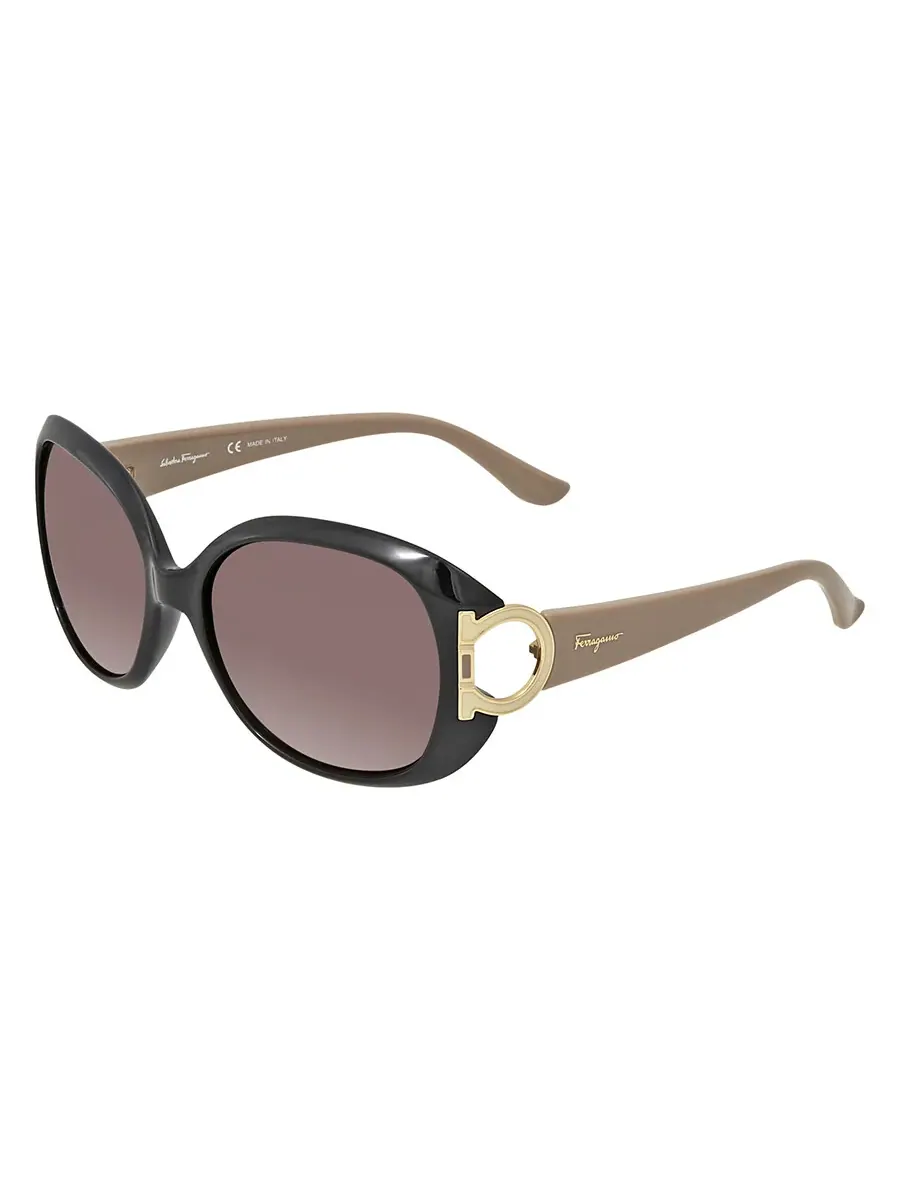 Солнцезащитные очки Ferragamo коричневого градиентного цвета овальной формы SF668 001 57 — изображение 3 из 4, коричневый