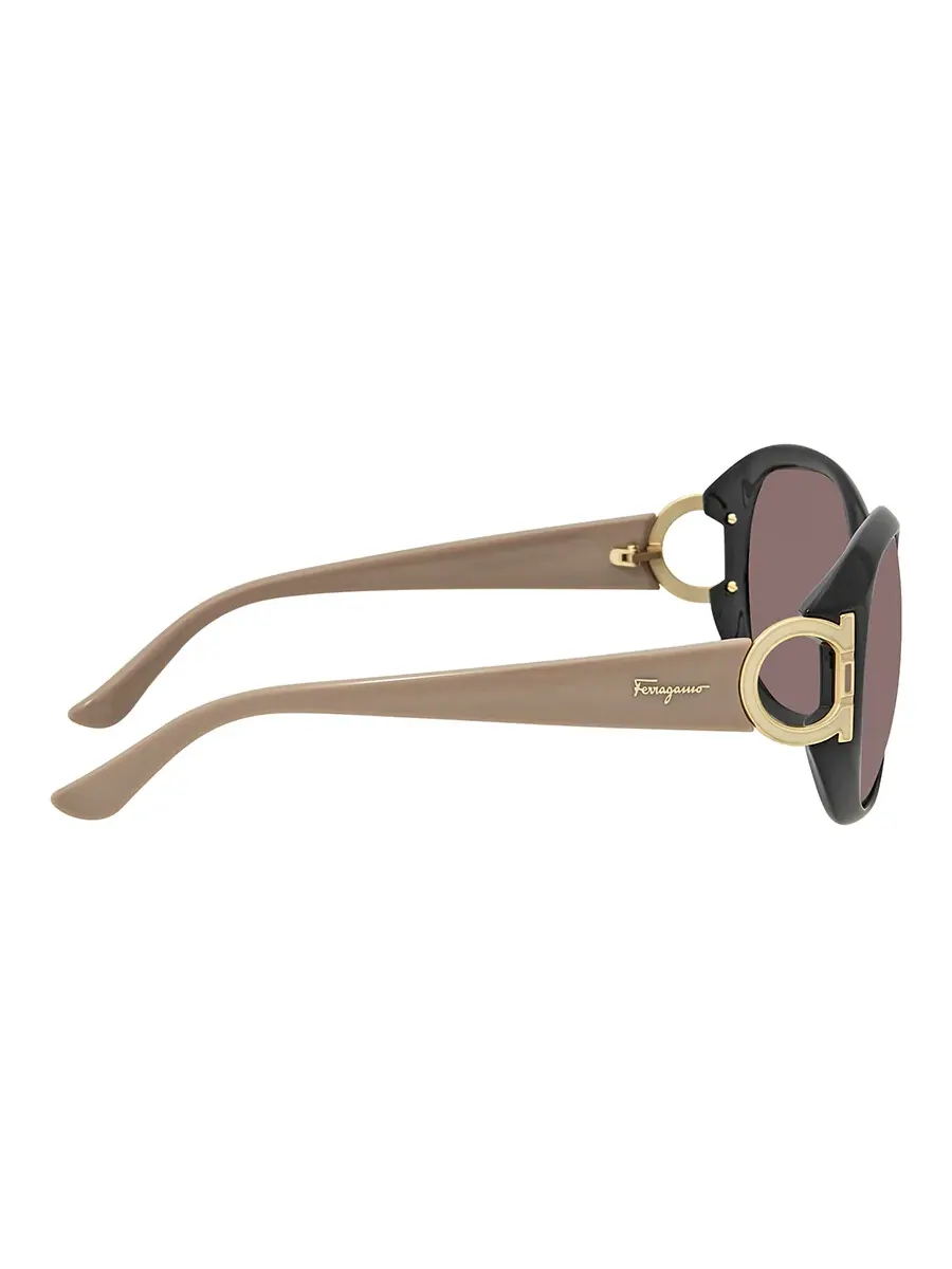 Солнцезащитные очки Ferragamo коричневого градиентного цвета овальной формы SF668 001 57 — изображение 4 из 4, коричневый