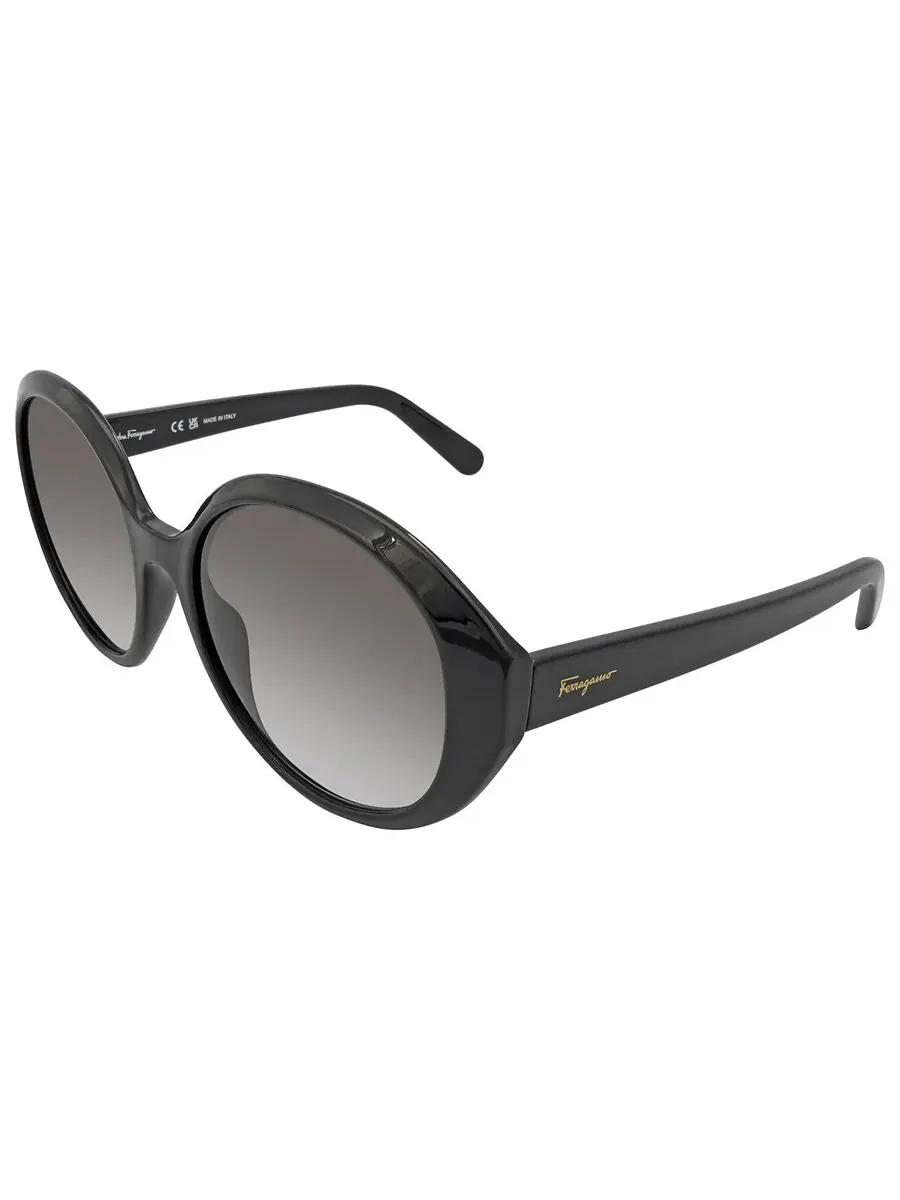 Очки солнцезащитные женские Ferragamo Grey Gradient Round SF1067S 001 57 — изображение 2 из 4, черный
