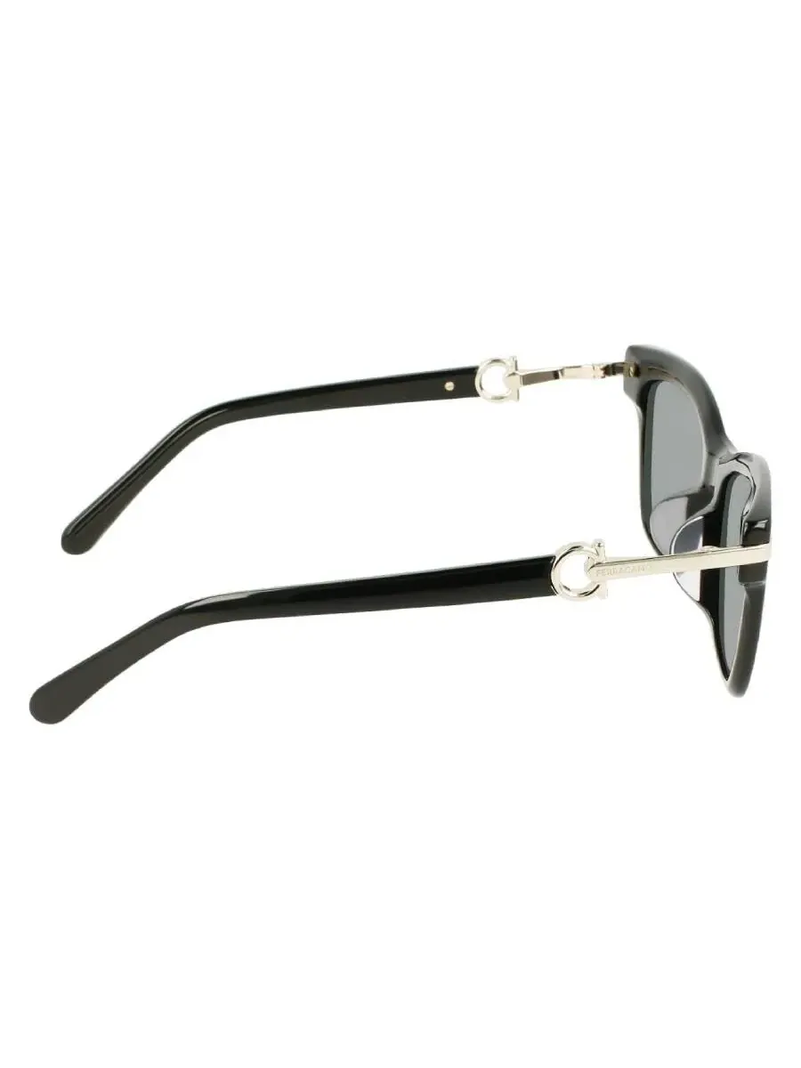 Серые прямоугольные женские солнцезащитные очки Ferragamo SF2019SLB 001 54 — изображение 3 из 3, черный