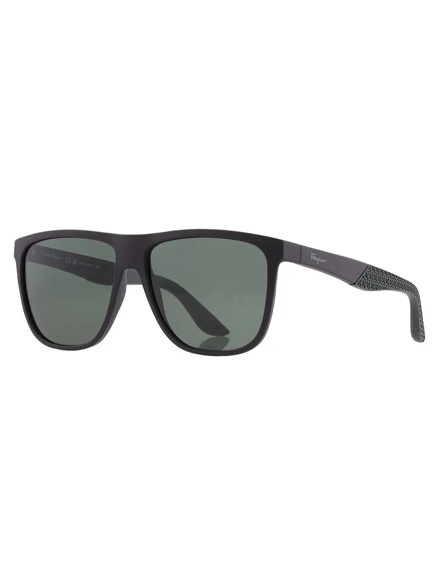 Солнцезащитные очки Ferragamo Grey Square для мужчин SF1065S 005 59 — изображение 2 из 4, черный/зеленый